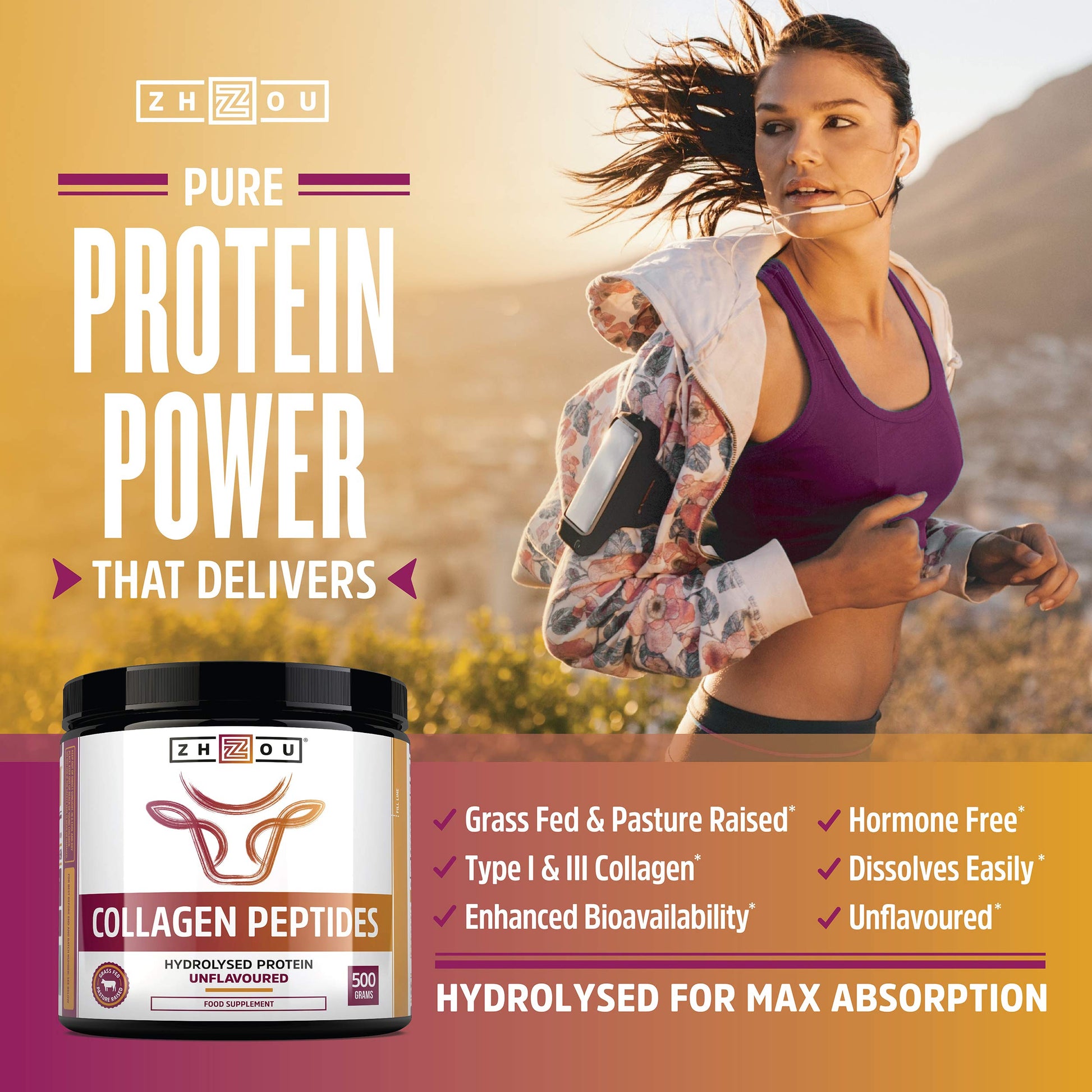 Collagen Powder 500g - Hydrolysed Collagen Peptides Powder - High Protein Bovine Collagen Supplement Nu U NutritionAu supplements