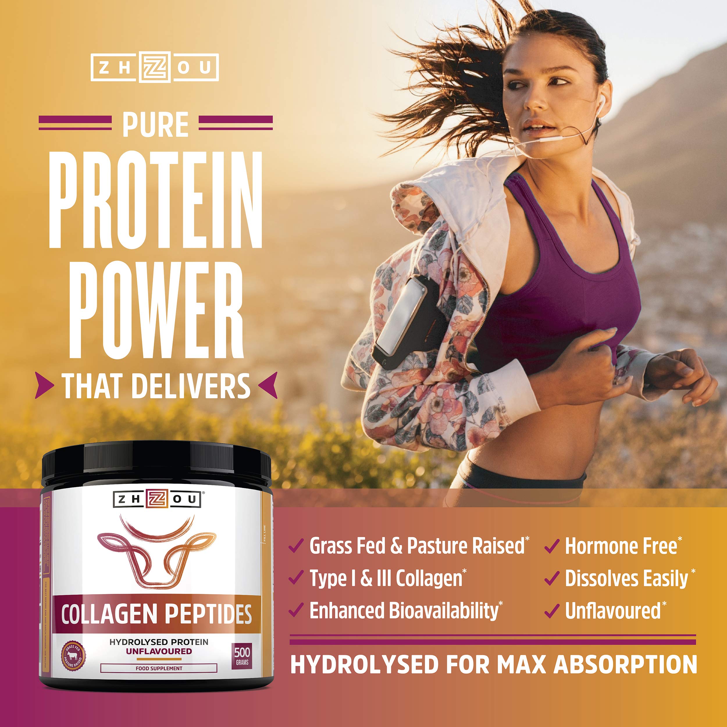 Collagen Powder 500g - Hydrolysed Collagen Peptides Powder - High Protein Bovine Collagen Supplement Nu U NutritionAu supplements