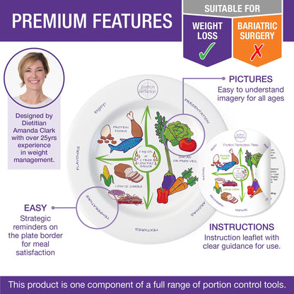 Portion Perfection Melamine 2 Pack 10” Portion Plates for Adults with Low Calorie Meal Plan Portion PerfectionUS supplements