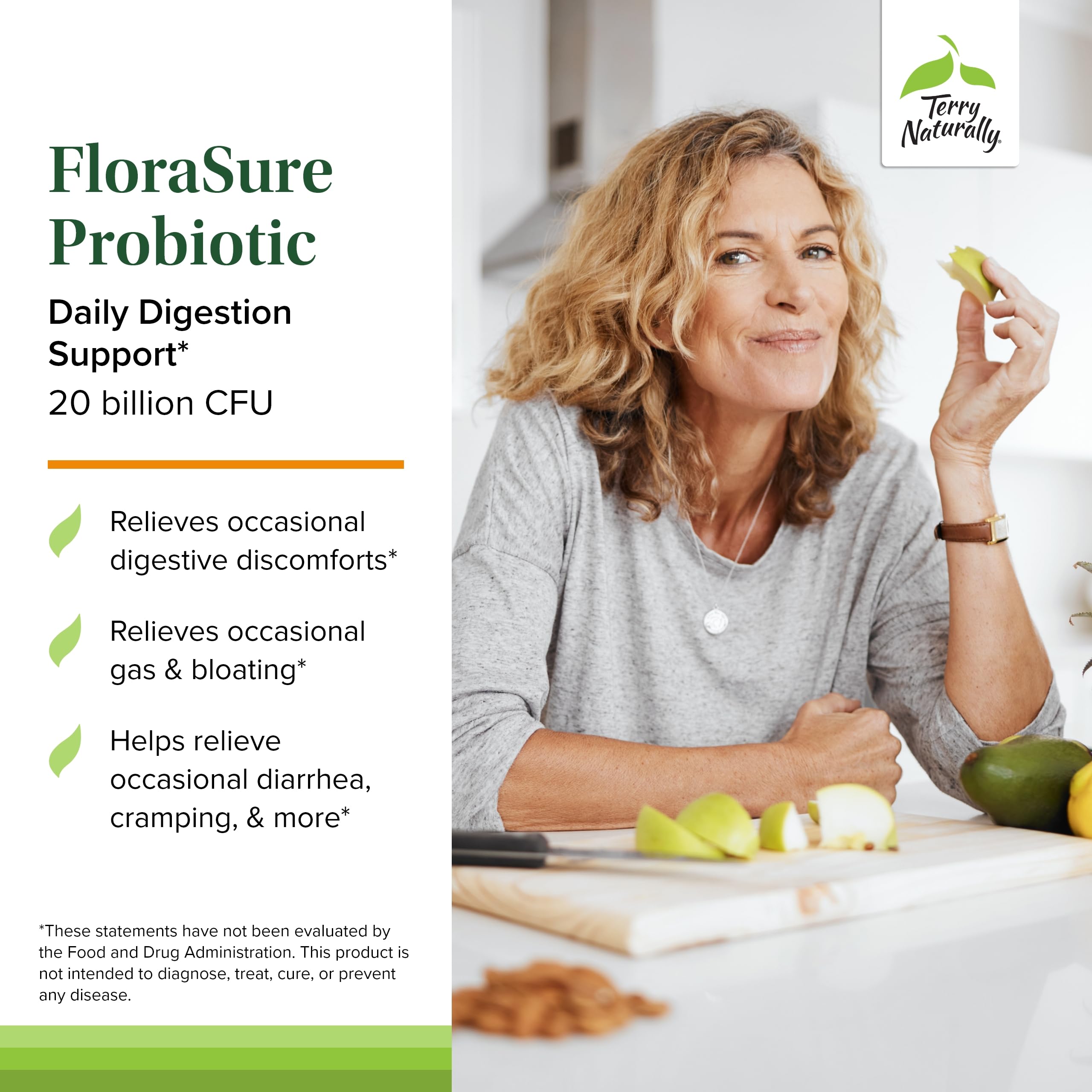 Terry Naturally FloraSure Probiotic - Digestion Supplement to Aid Against Occasional Bloating & Support Gas Relief - Gut Health Support with Bifidobacterium Bifidum - 30 Capsules (Pack of 2) Terry NaturallyAu supplements