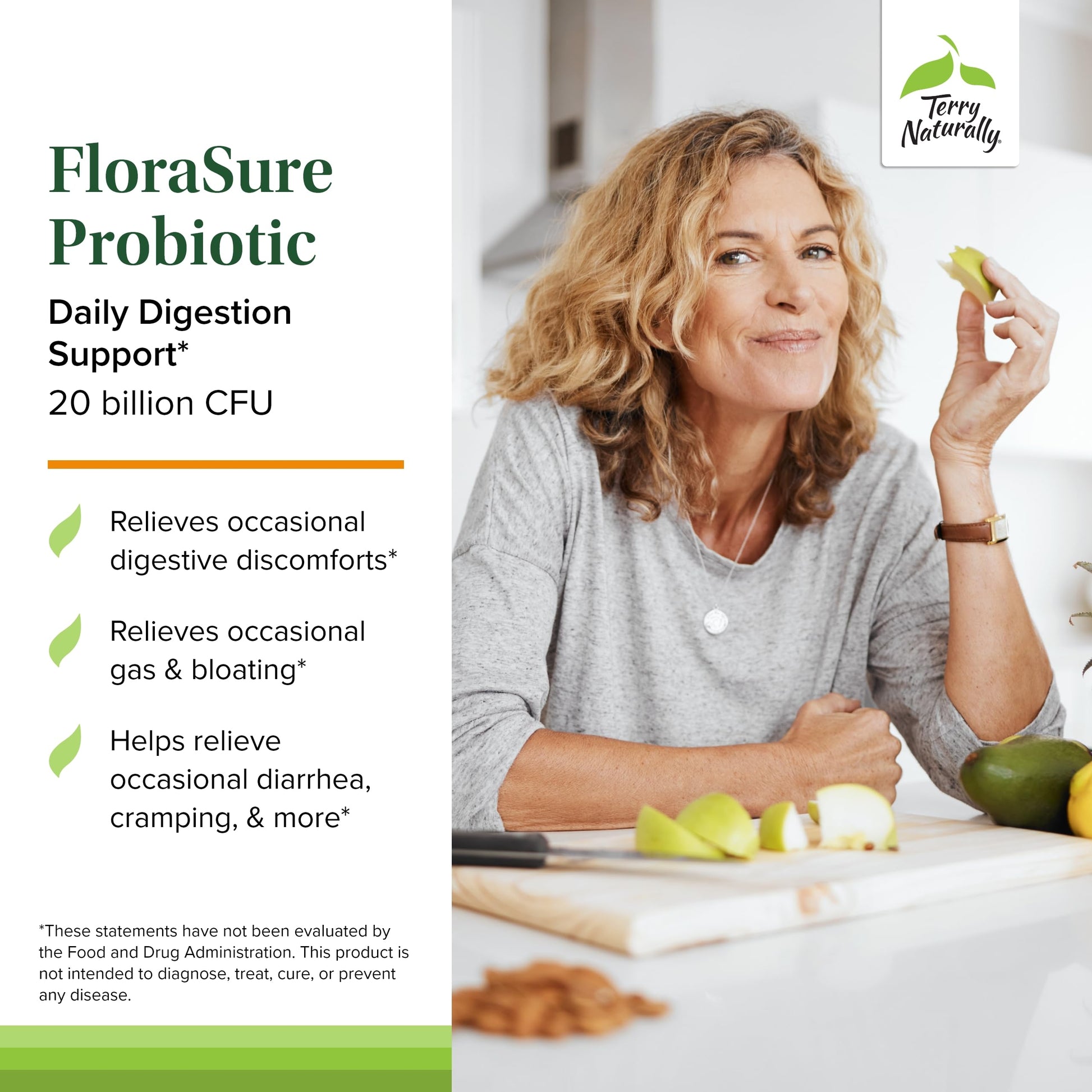 Terry Naturally FloraSure Probiotic - Digestion Supplement to Aid Against Occasional Bloating & Support Gas Relief - Gut Health Support Supplement with Bifidobacterium Bifidum - 30 Capsules Terry NaturallyAu supplements