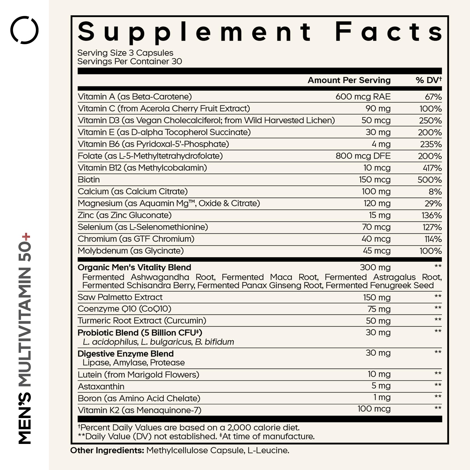Codeage Men's Multivitamin 50+ Supplement - Essential Vitamins for Men Over 50 Years Old, Minerals, CoQ10, Turmeric, Saw Palmetto, Maca, Panax Ginseng, Probiotics & Botanicals - Non-GMO - 90 Capsules CodeageAu supplements