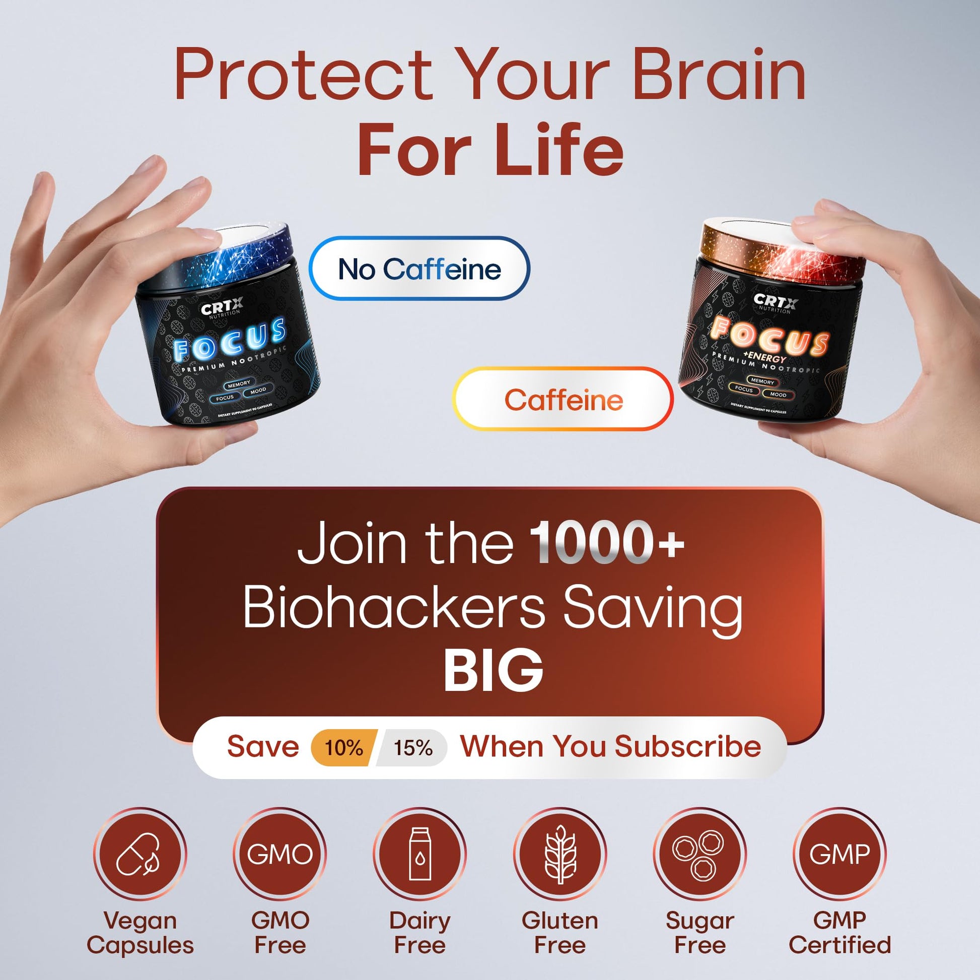 Nootropic Strongest Focus Supplement - Clinically Backed Ingredients Made in USA - Scientifically Backed Doses - Supplement for Brain Fog - AlphaGPC, Lions Mane, Rhodiola and More 10:1 90 Capsules CRTX NutritionAu supplements