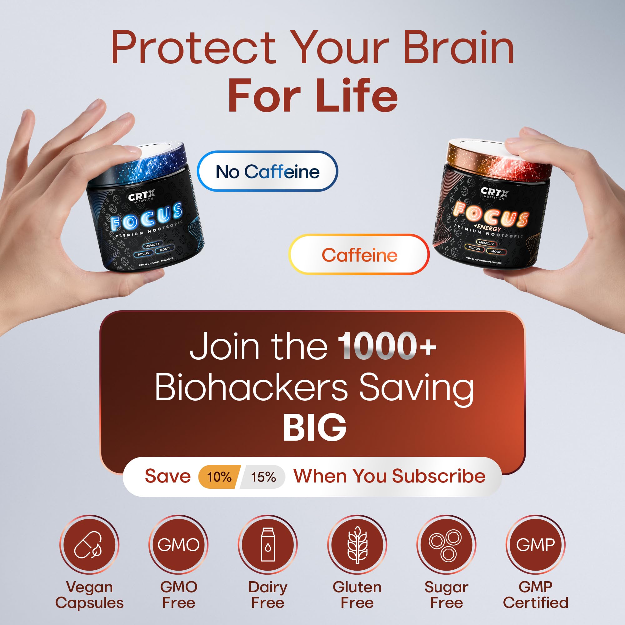 Nootropic Strongest Focus Supplement - Clinically Backed Ingredients Made in USA - Scientifically Backed Doses - Supplement for Brain Fog - AlphaGPC, Lions Mane, Rhodiola and More 10:1 90 Capsules CRTX NutritionAu supplements