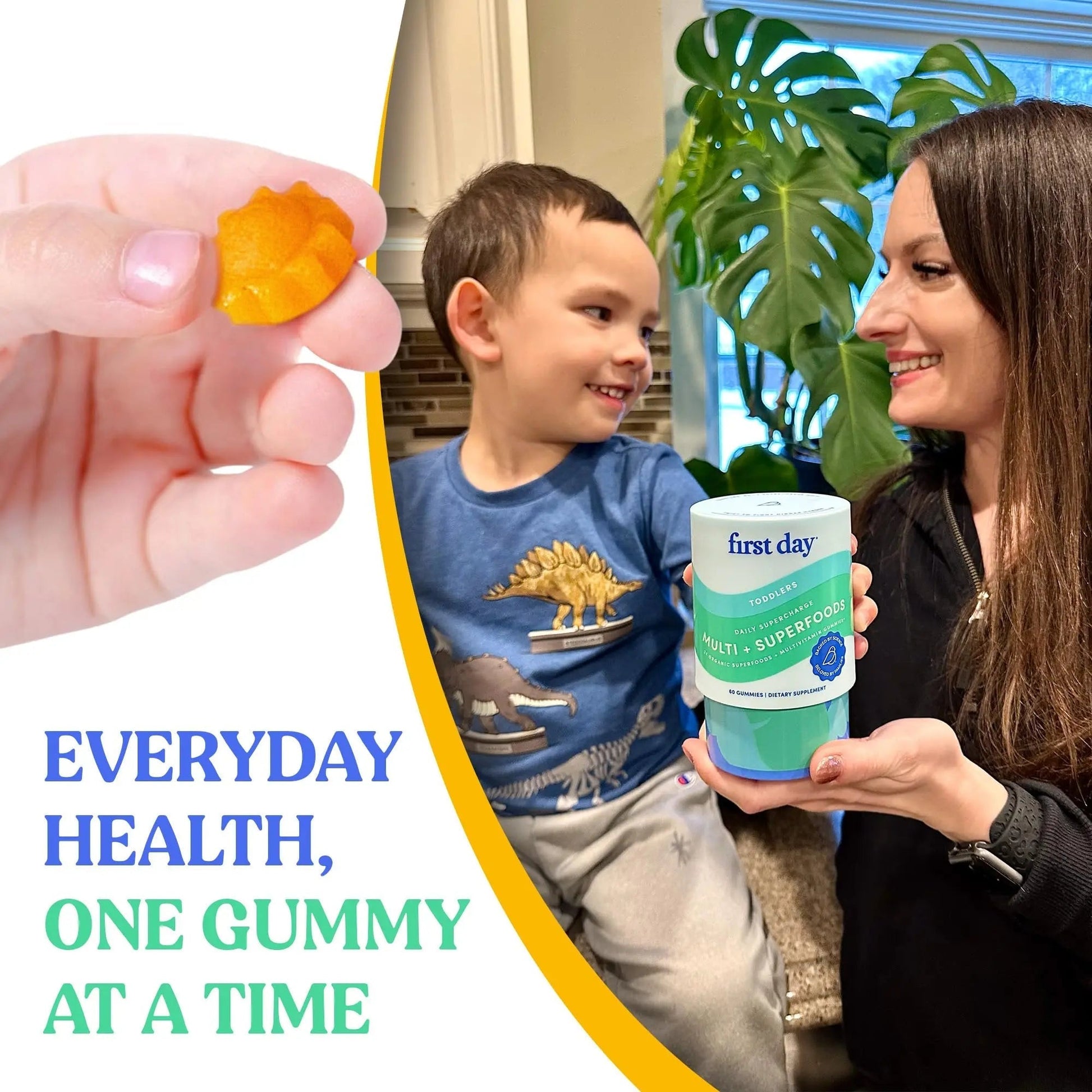 FIRST DAY Toddler Multivitamin Gummies (Ages 2-3)| Kids Multivitamin Gummies with Vitamins A C D3, B2, B12, Choline, Folate and 21 Organic Superfoods| (30 Day Supply) FIRST DAYAu supplements