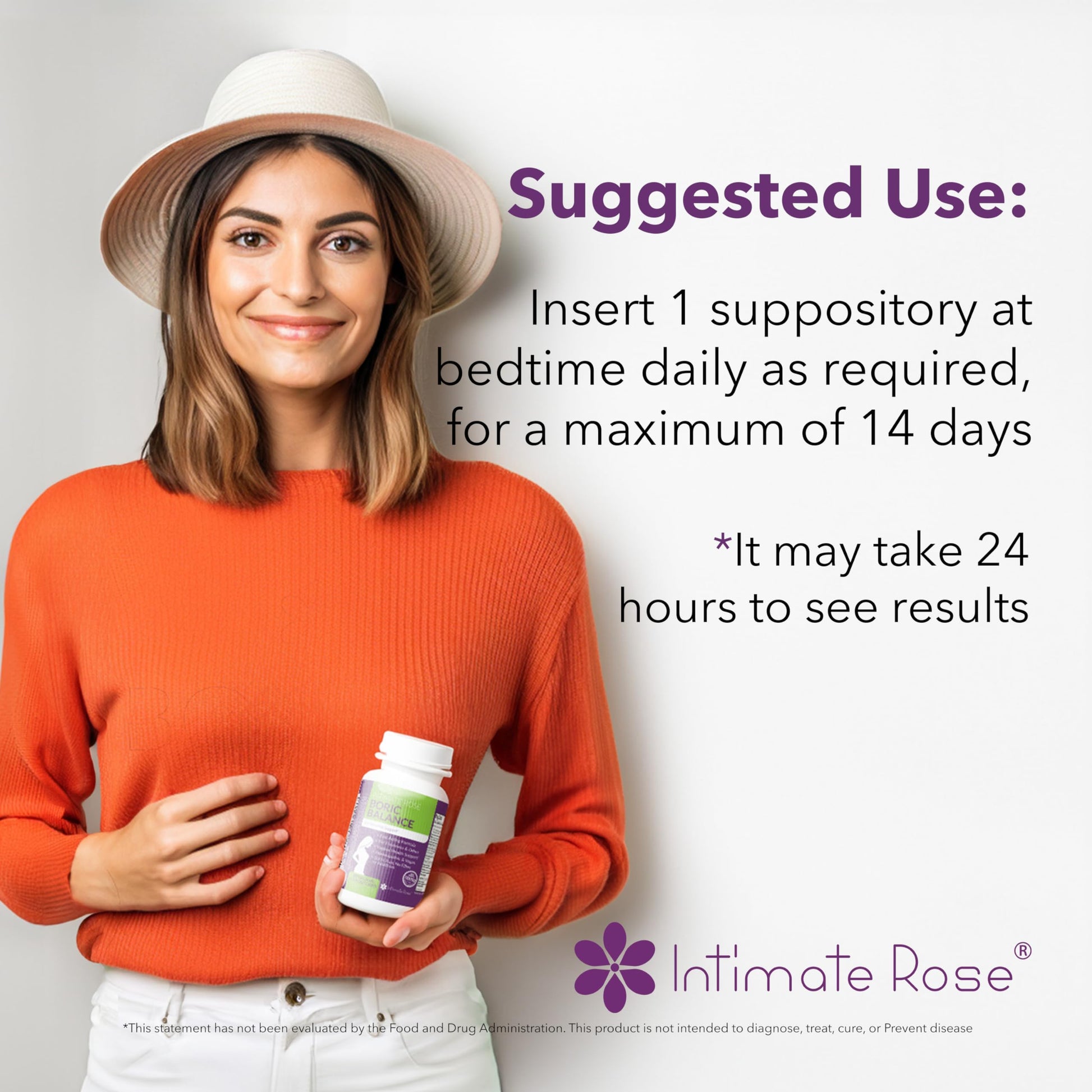 Boric Acid Suppositories - Helps Fight Against BV, Yeast Infections - Manages Odor - Promote pH Balance Intimate RoseAu supplements