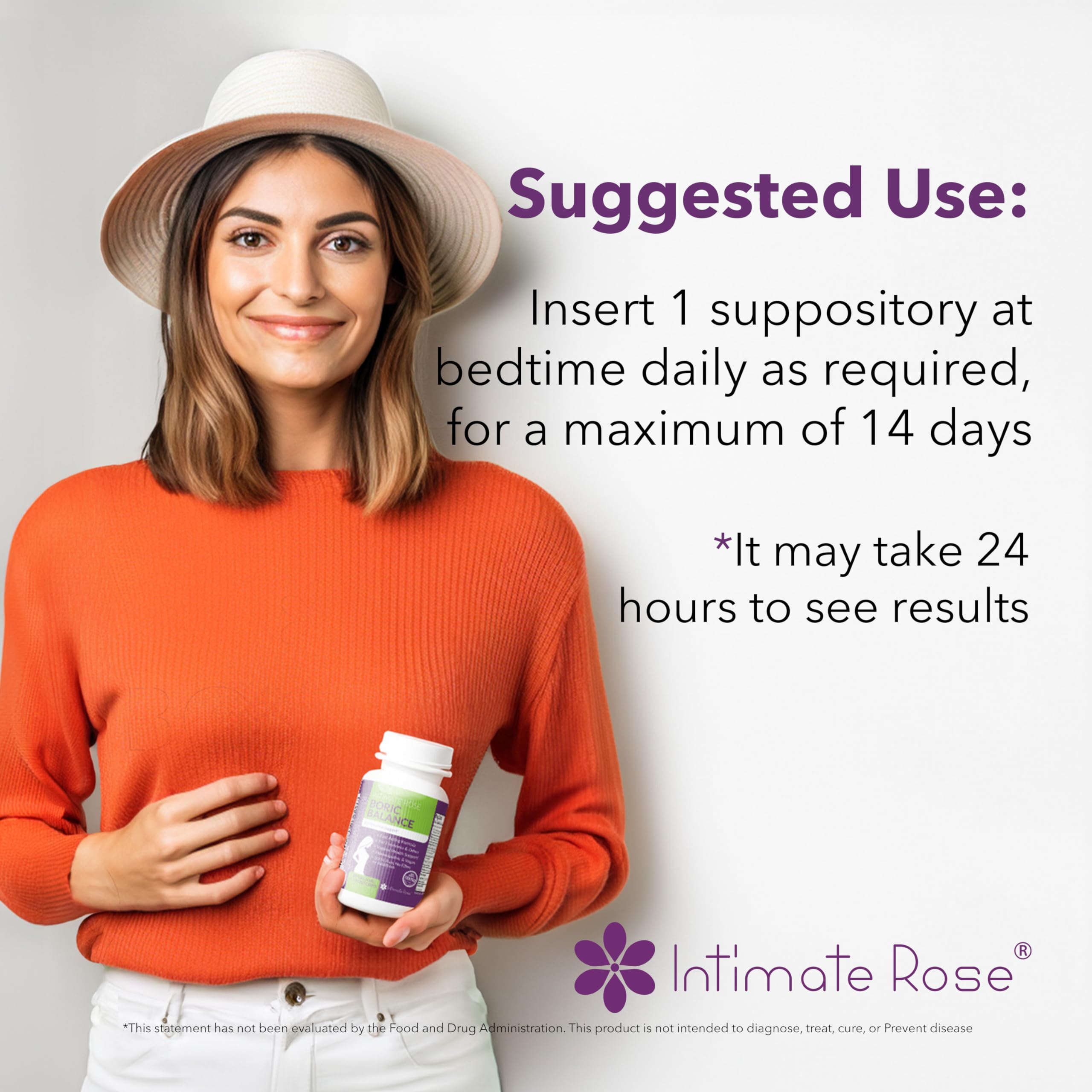 Boric Acid Suppositories - Helps Fight Against BV, Yeast Infections - Manages Odor - Promote pH Balance Intimate RoseAu supplements