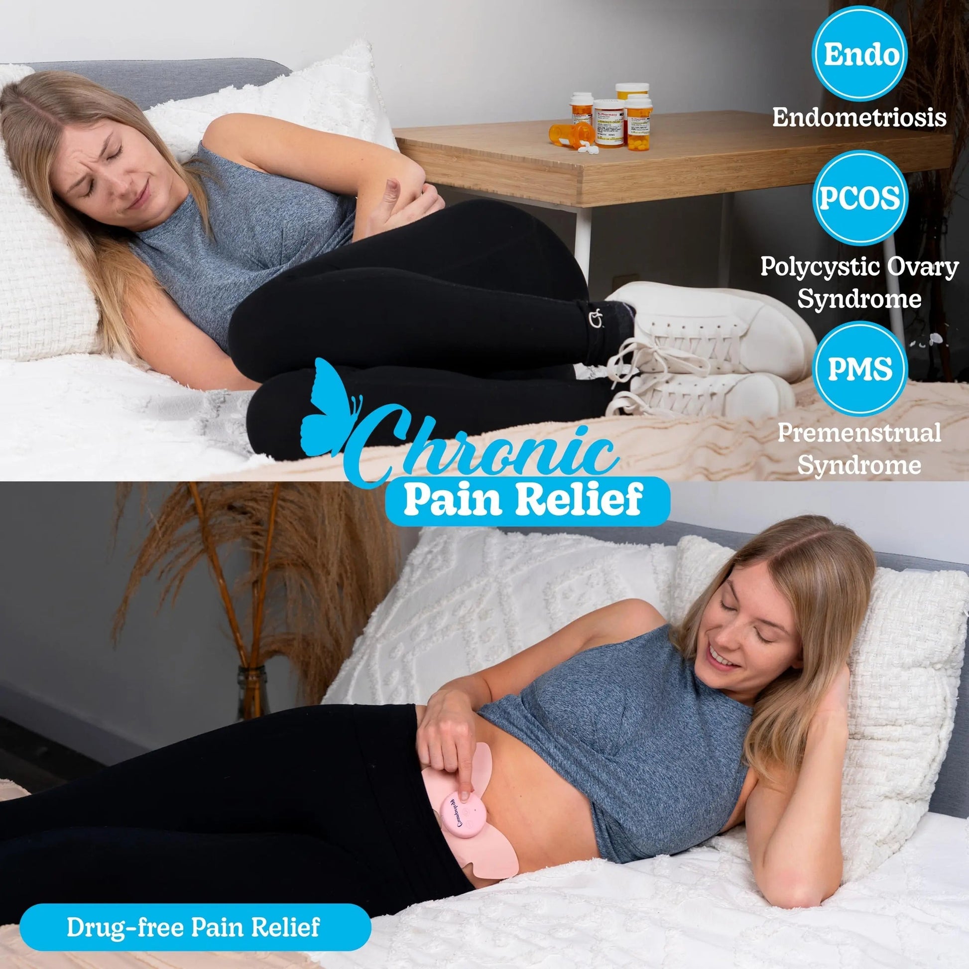 Crampology Relief Pink-Period Cramps Pain Relieving Device, Cramp Massager for Menstrual and Lower Back Ache, Reduces Endometriosis Discomfort, PMS TENS Unit, Wireless or Wired, Natural Cycle Support CrampologyAu supplements