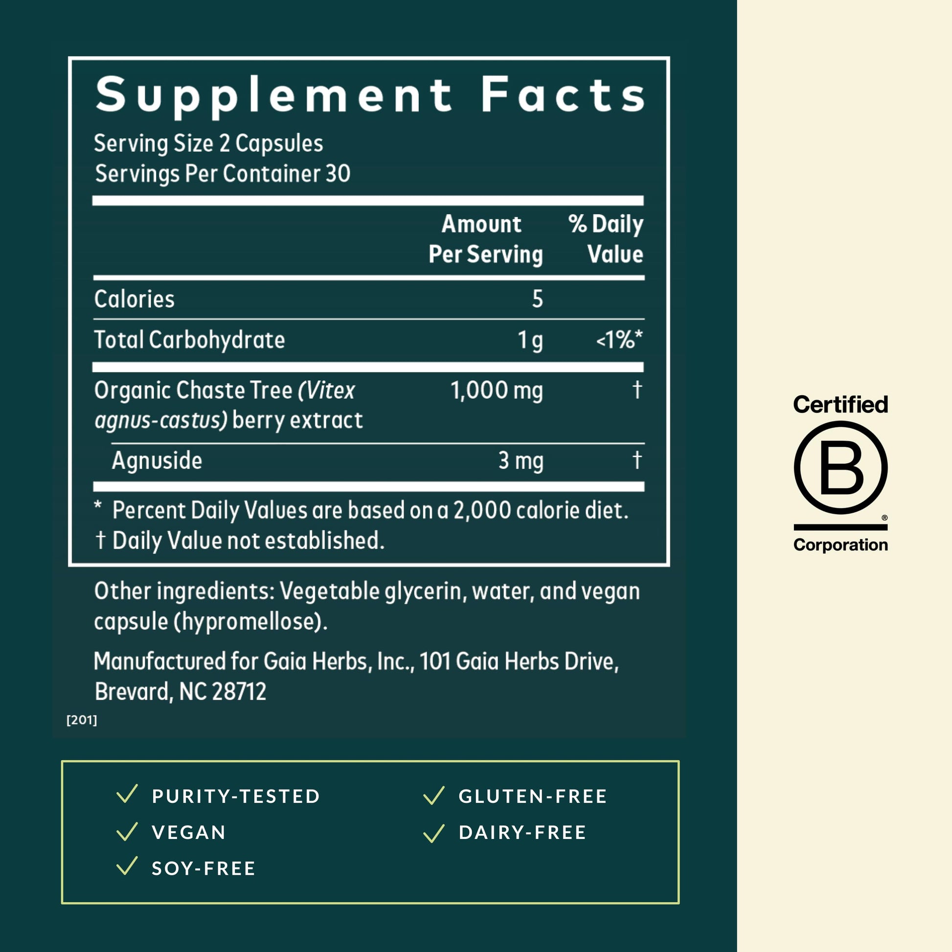 Gaia Herbs Vitex Berry - Vitex Traditionally Used to Support Hormone Balance for Women & a Healthy Menstrual Cycle* - 60 Vegan Liquid Phyto-Caps (30 Servings) Gaia HerbsAu supplements