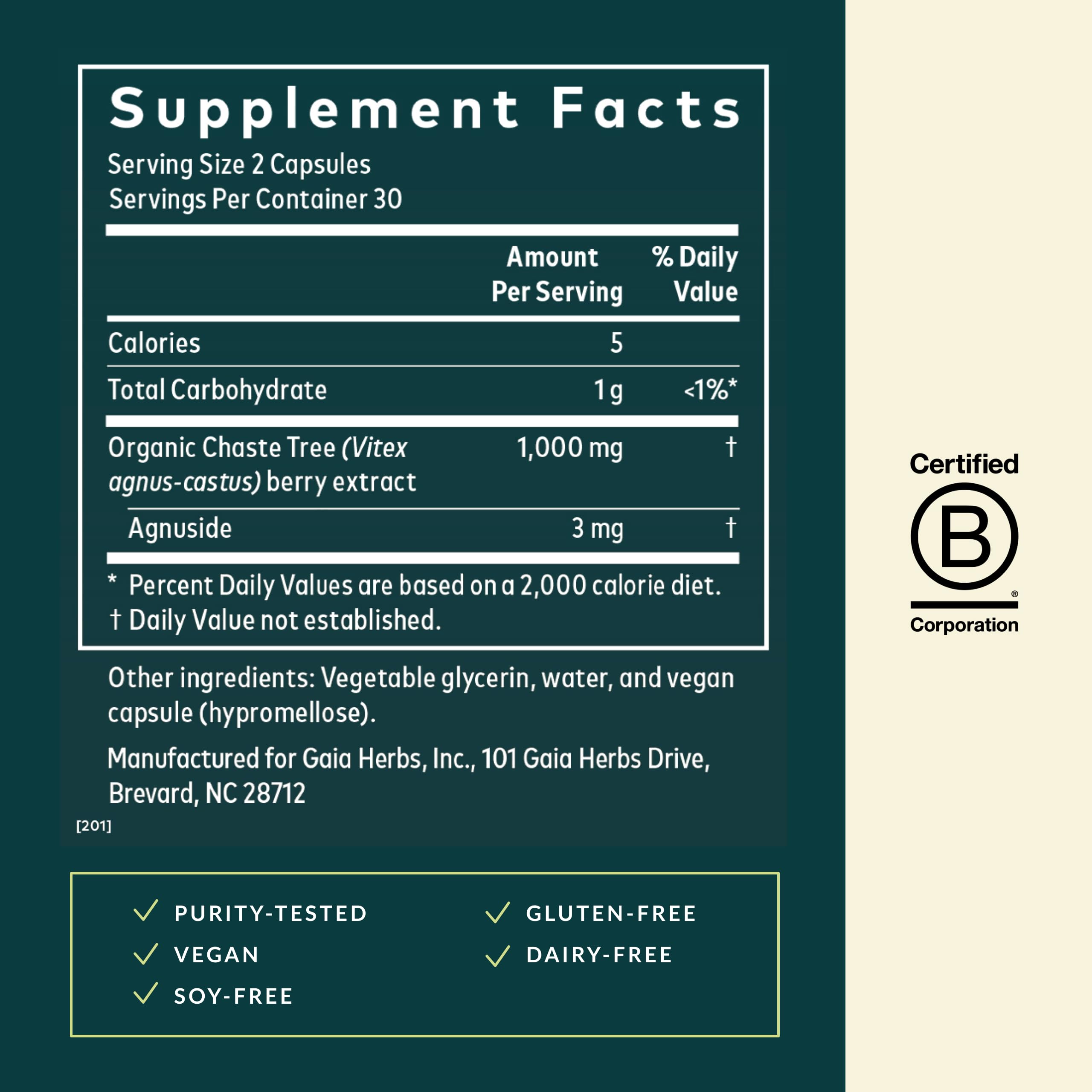 Gaia Herbs Vitex Berry - Vitex Traditionally Used to Support Hormone Balance for Women & a Healthy Menstrual Cycle* - 60 Vegan Liquid Phyto-Caps (30 Servings) Gaia HerbsAu supplements