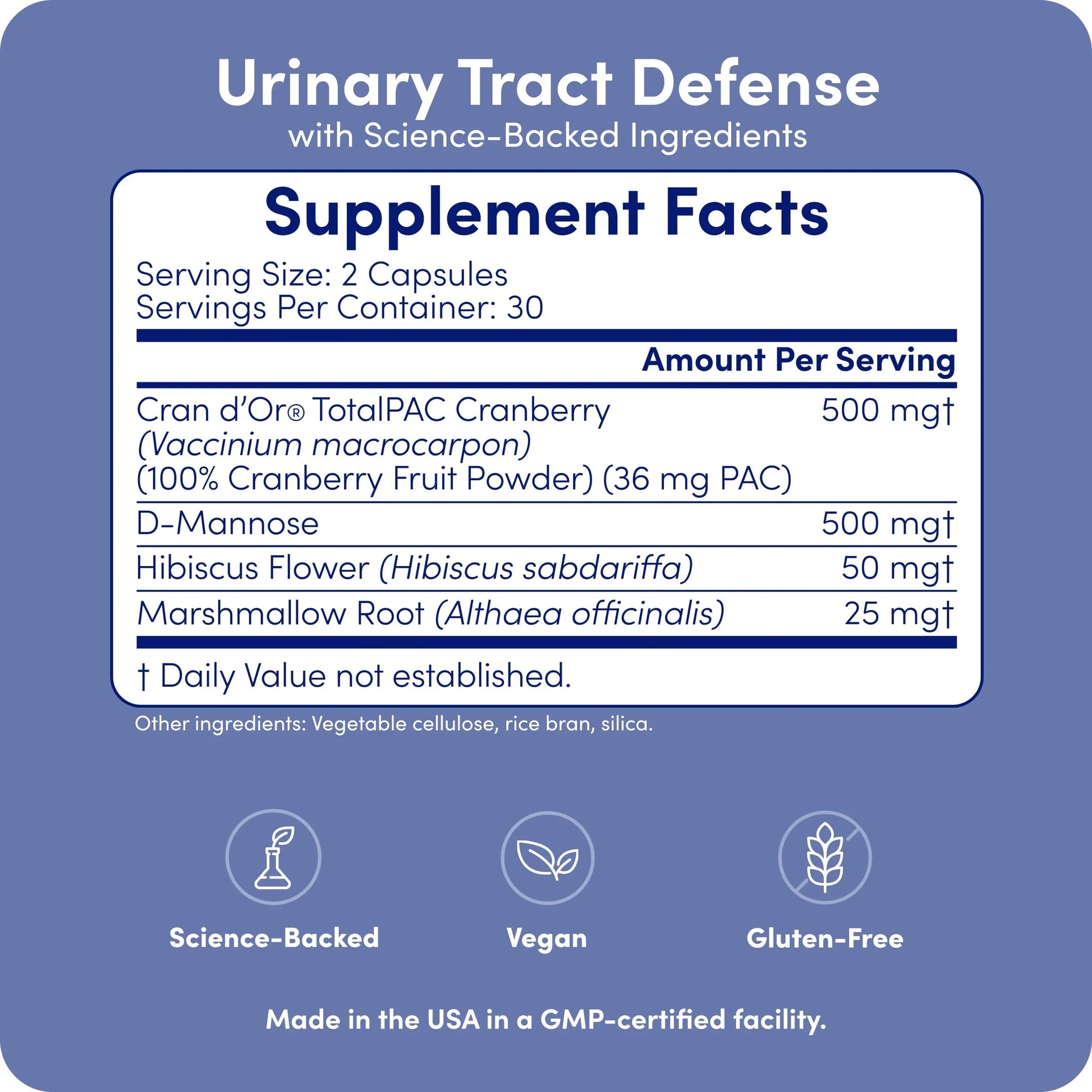 UT-Fem Protection - Urinary Tract Defense for Women, 3-in-1 Daily Defense Formula to Protect Urinary Tract Health, D-Mannose, Cranberry + Hibiscus, Natural Supplement - 60 Vegan Capsules UT-FemAu supplements