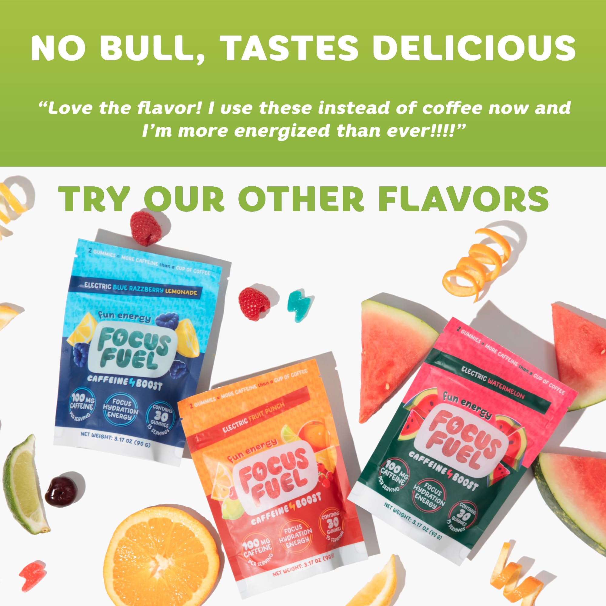 FocusFuel Energy Chews – Green Apple Flavor (15 Servings) – 100mg Caffeine + B12, Magnesium, Alpha GPC – Boost Focus & Energy – No Crash or Jitters FocusFuelAu supplements