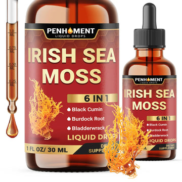 Penhoment 6in1 Sea Moss Drops with Black Seed Oil Irish Seamoss, Ashwagandha, Burdock Root & Bladderwrack - 1FL Oz - 30 Day Supply PenhomentAu supplements