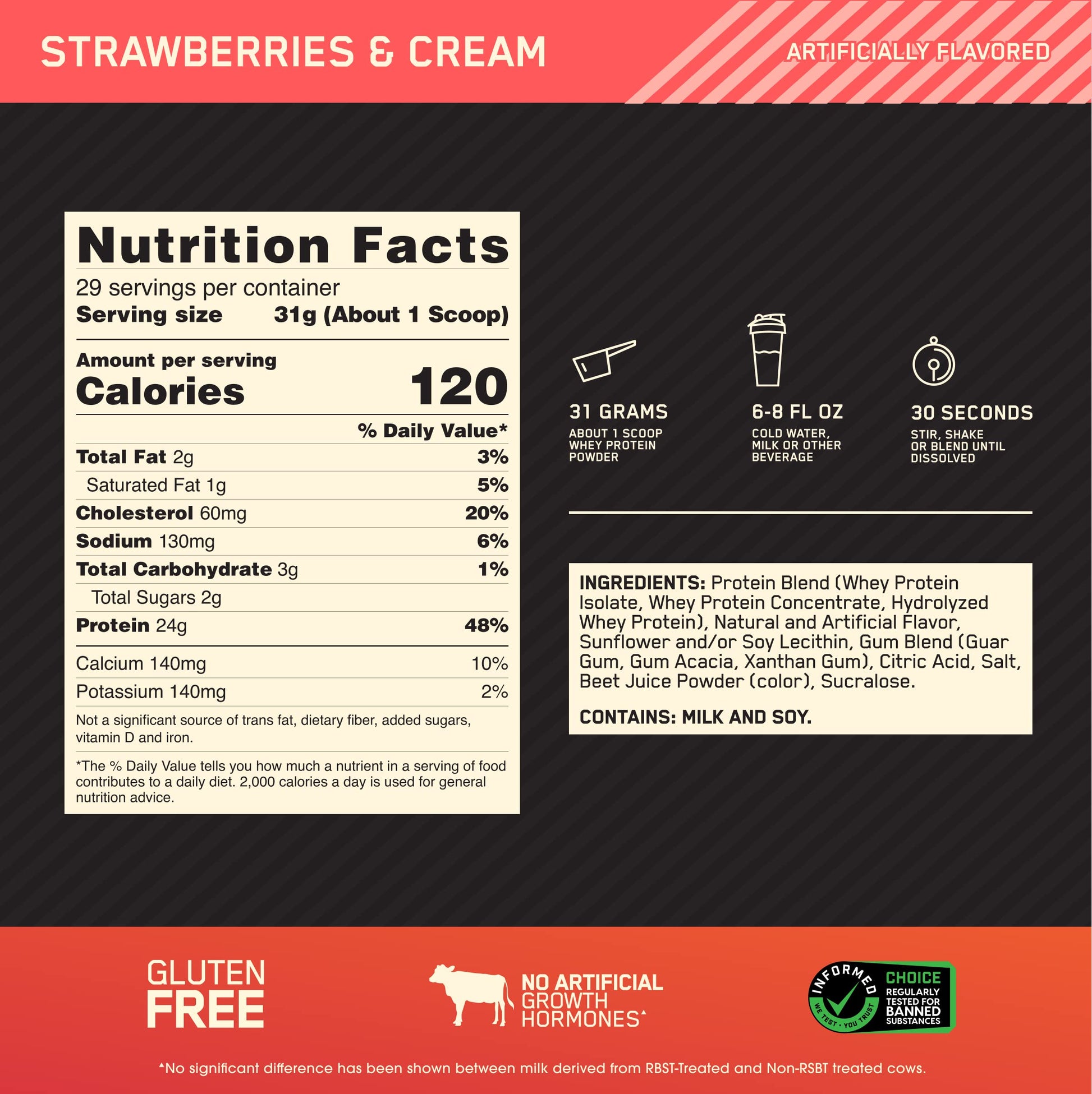 Optimum Nutrition Gold Standard 100% Whey Protein Powder, Strawberries & Cream Optimum NutritionAu supplements