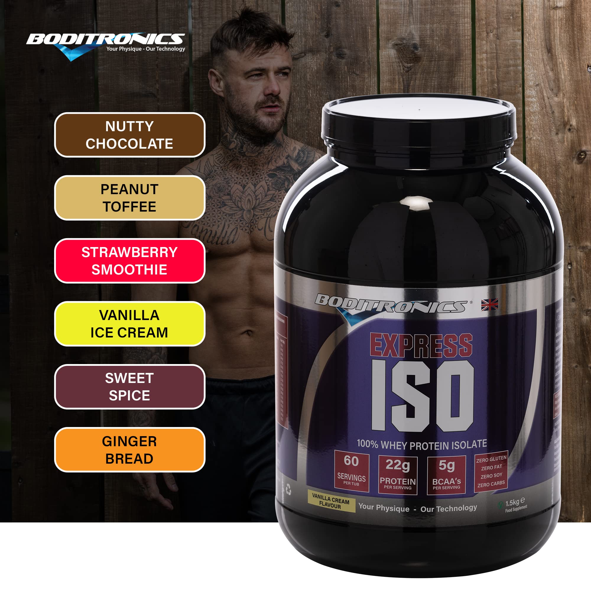Boditronics 1.5 kg Iso Express Whey 100% Whey Isolate Protein Powder with Occurring Amino Acid BoditronicsAu supplements