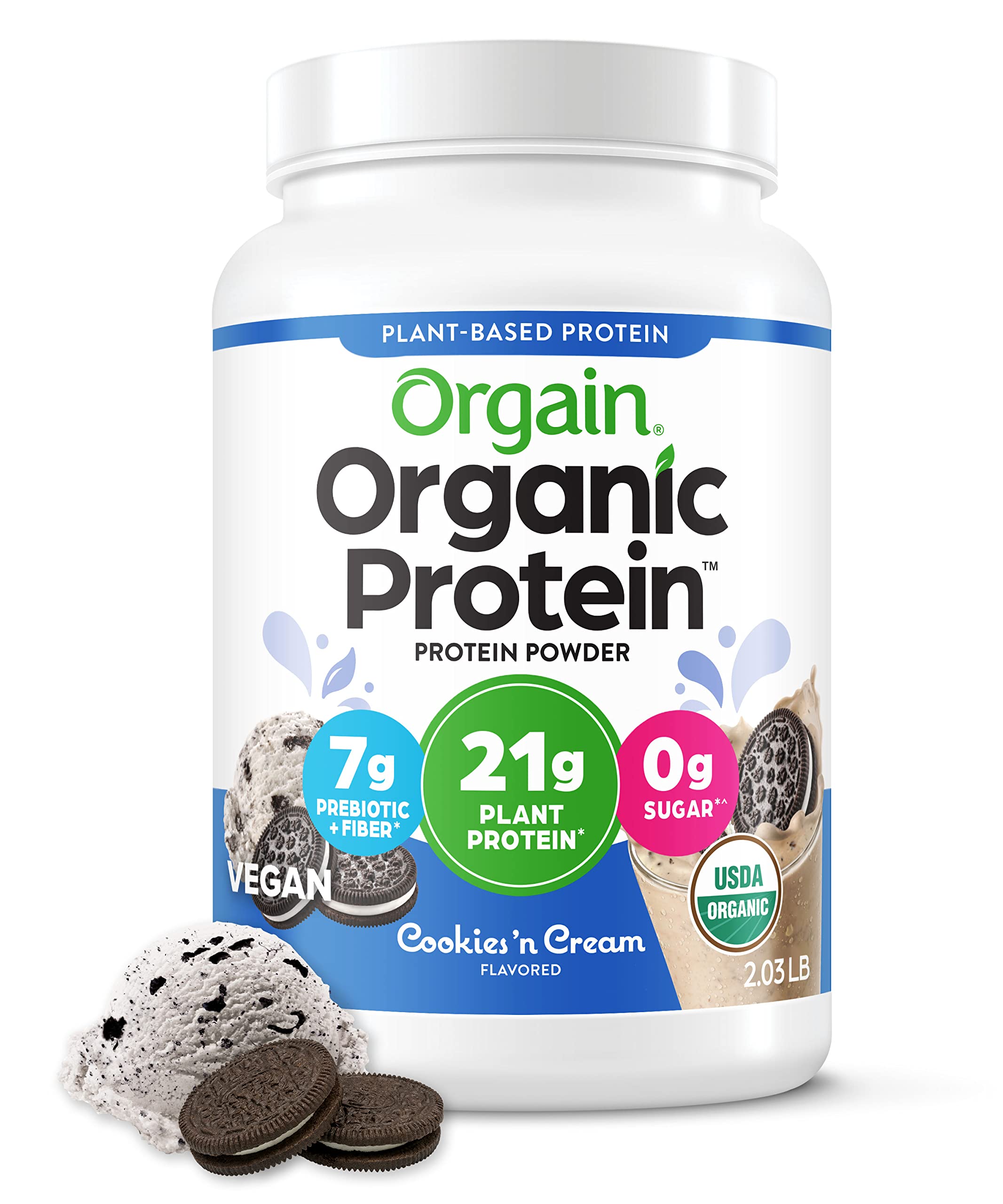 Orgain Organic Vegan Protein Powder, Cookies and Cream - 21g Plant Based Protein OrgainUS supplements