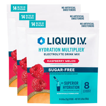 Liquid I.V.® Hydration Multiplier Sugar-Free - Raspberry Melon | Electrolyte Powder Drink Mix | 3 Pack (42 Servings) Liquid I.V.US supplements