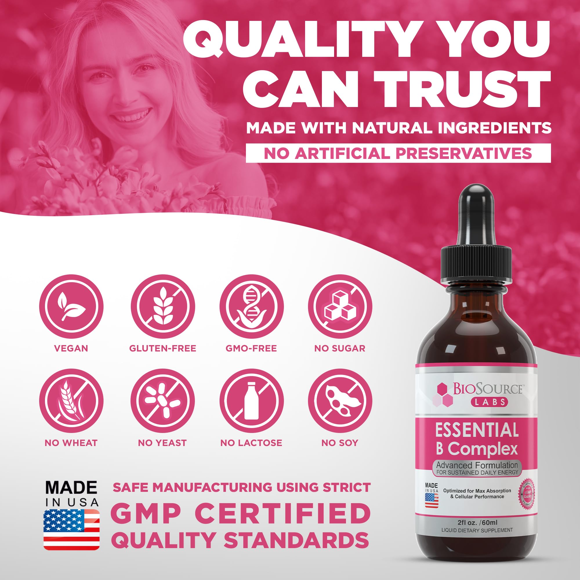 BioSource Labs Essential B Complex - Daily Vegan Vitamin B-Complex Sublingual Liquid BioSource LabsUS supplements
