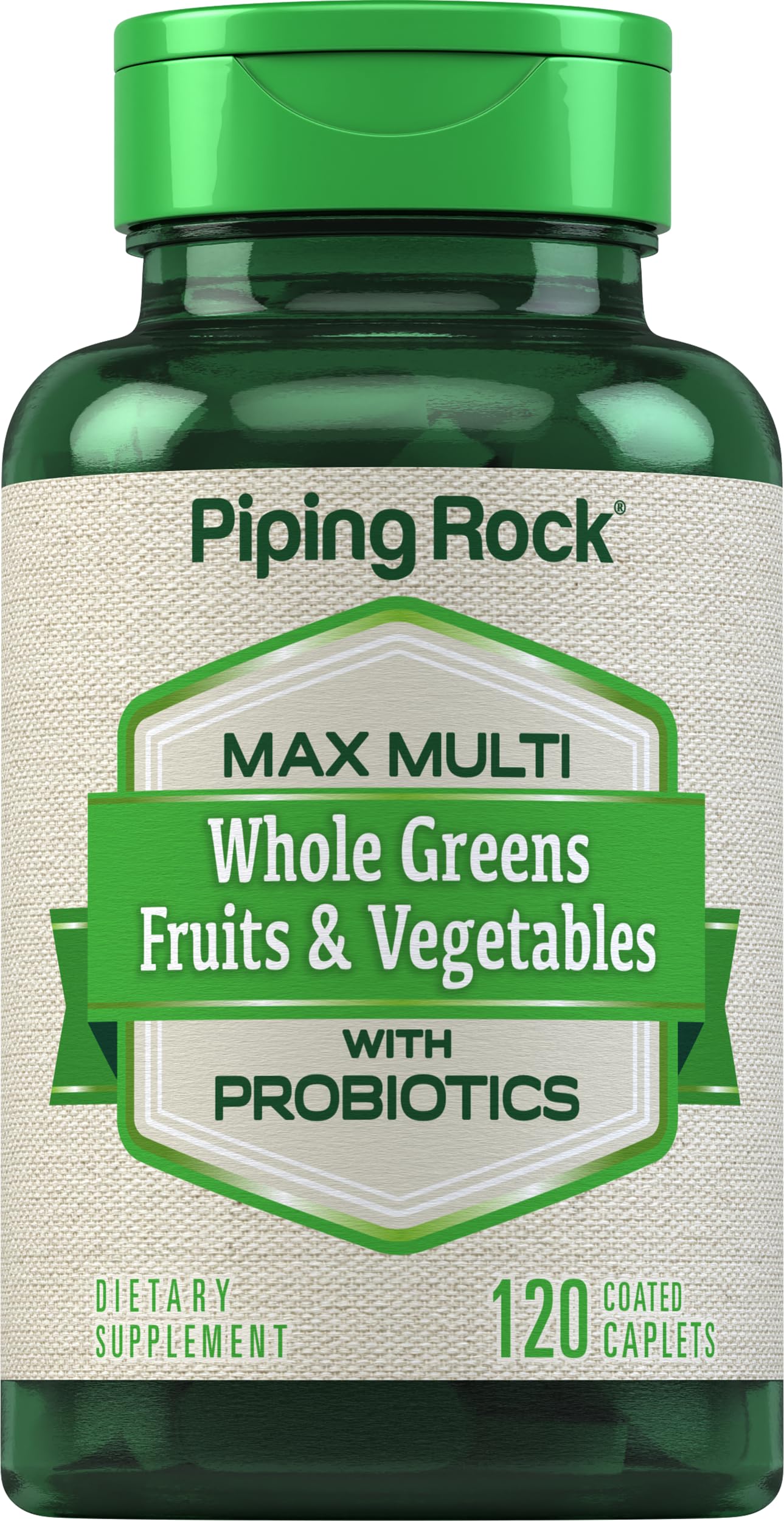 Piping Rock Fruits and Veggies Supplement | 120 Caplets | Fruit and Vegetable Blend with Probiotics | Max Multi Vitamin | Non-GMO, Gluten Free Piping RockAu supplements