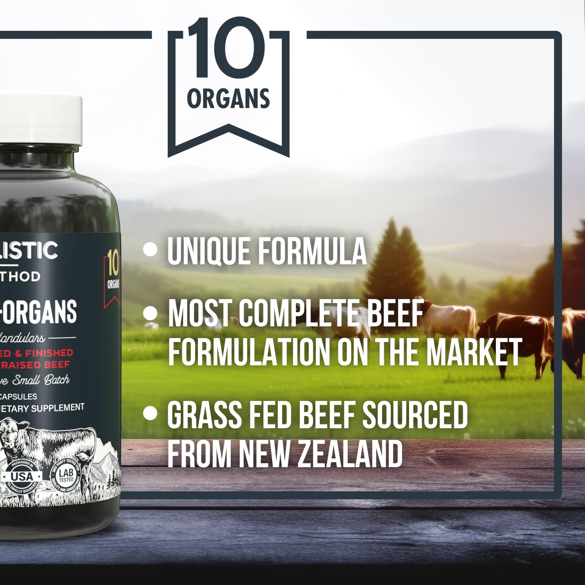 Beef Organ Supplement Complex - 10 Carnivore Grass Fed Proprietary Blend of Liver, Marrow, Brain, Thymus, Spleen, Kidney, Colostrum, Heart, Pancreas, Gallbladder - 180 Caps Carnivore MethodAu supplements