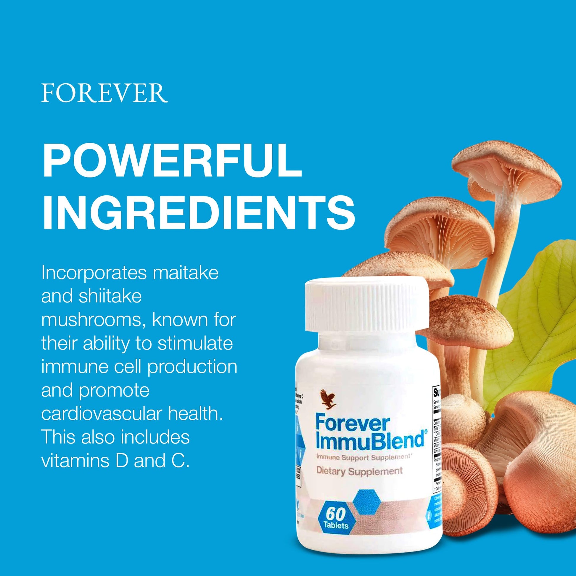 Forever Living - Forever ImmuBlend® Immune Support Supplement – Includes Botanicals, Vitamins D & C, Maitake & Shiitake Mushrooms – 60 Tablets Forever Living ProductsAu supplements