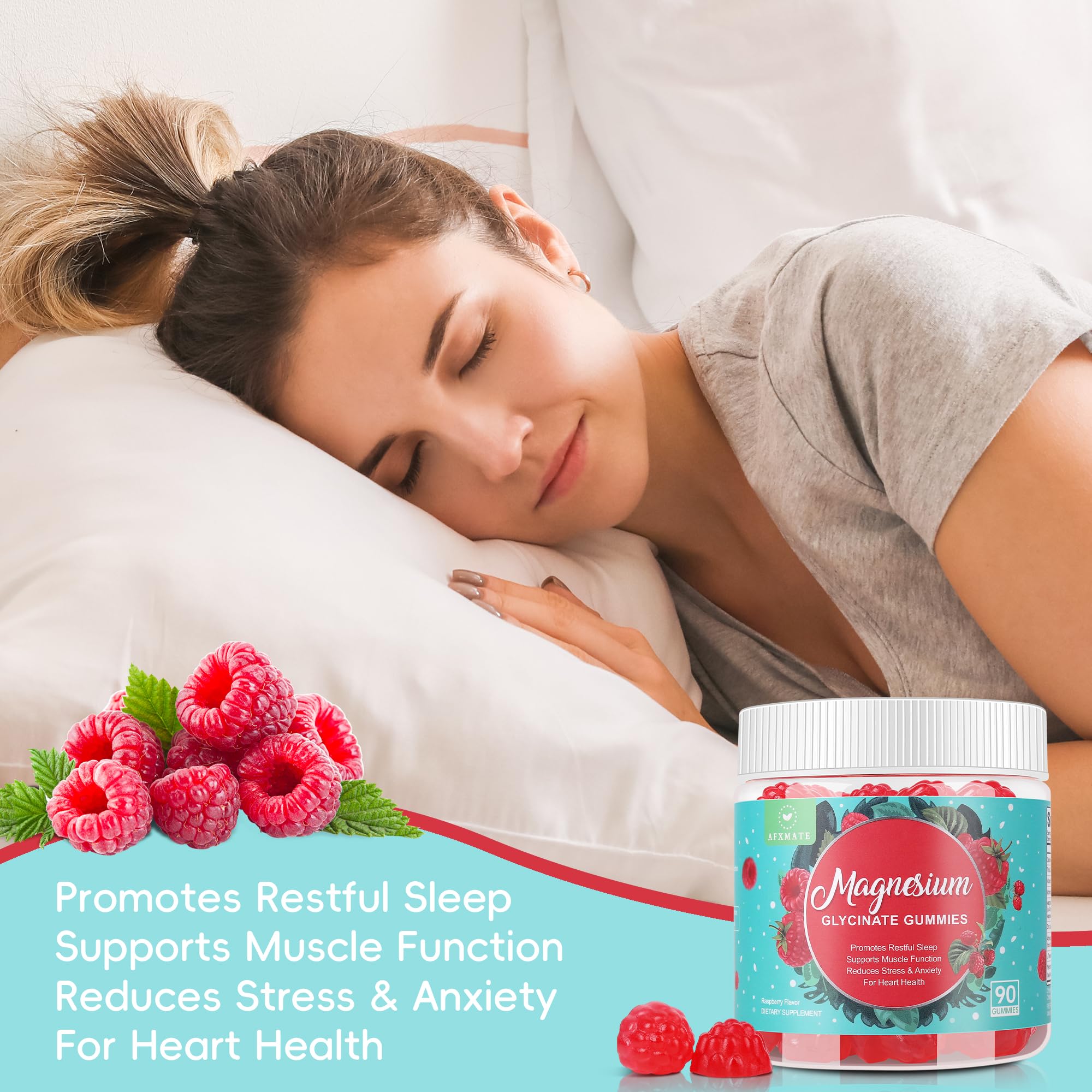 90 Count Magnesium Glycinate Gummies 400 mg - Sugar Free Magnesium Supplement for Adults with Glycinate & Malate, L-Theanine, Ashwagandha, Zinc, Vitamin B6 & D3, Supports Relaxation & Sleep AFXMATEAu supplements