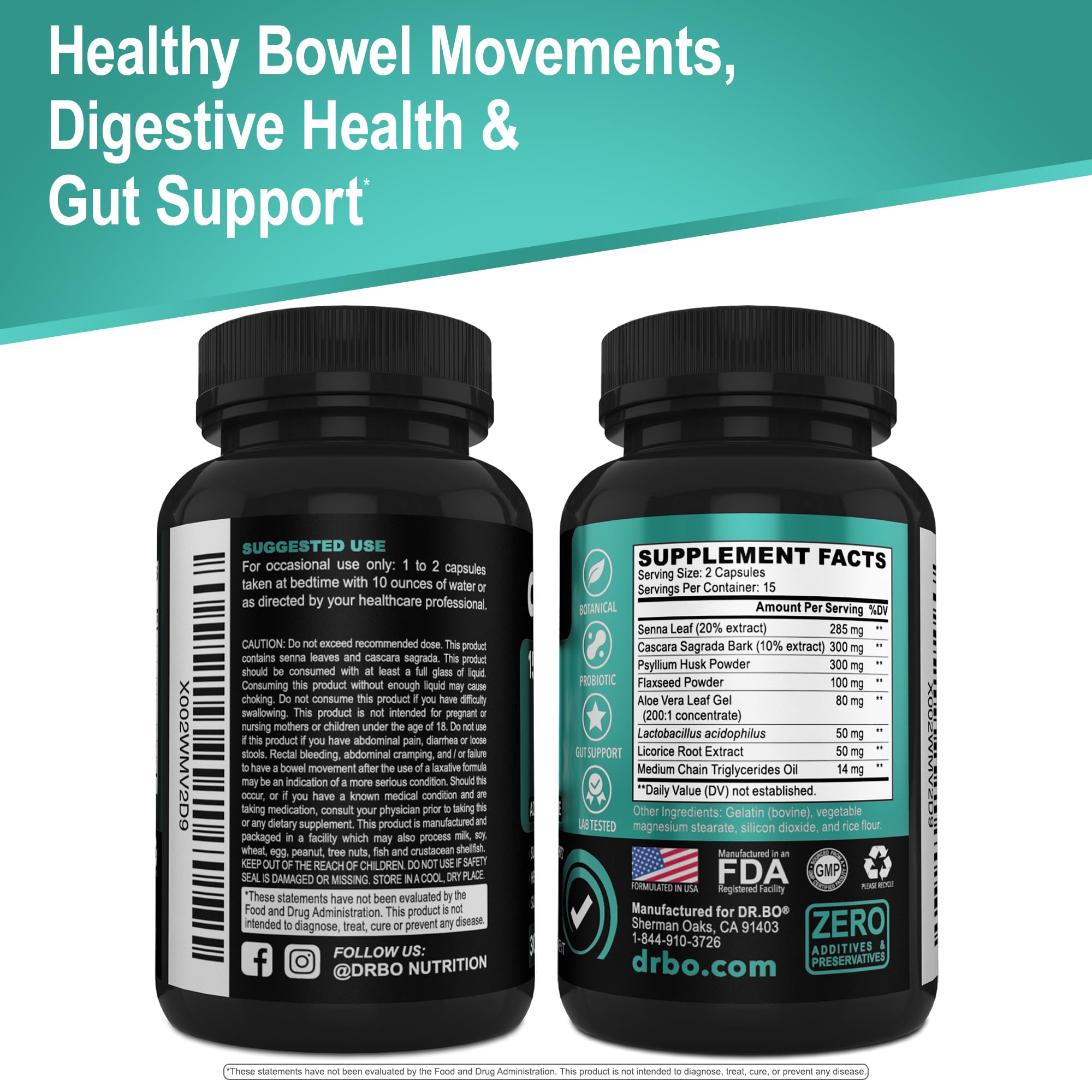 Colon Cleanser Detox for Weight Flush - 15 Day Intestinal Cleanse Pills & Probiotic - Fast Natural Laxative for Constipation Relief - Bowel Movement Supplements for Stomach Bloating, Gut Loss Support DR. BOAu supplements