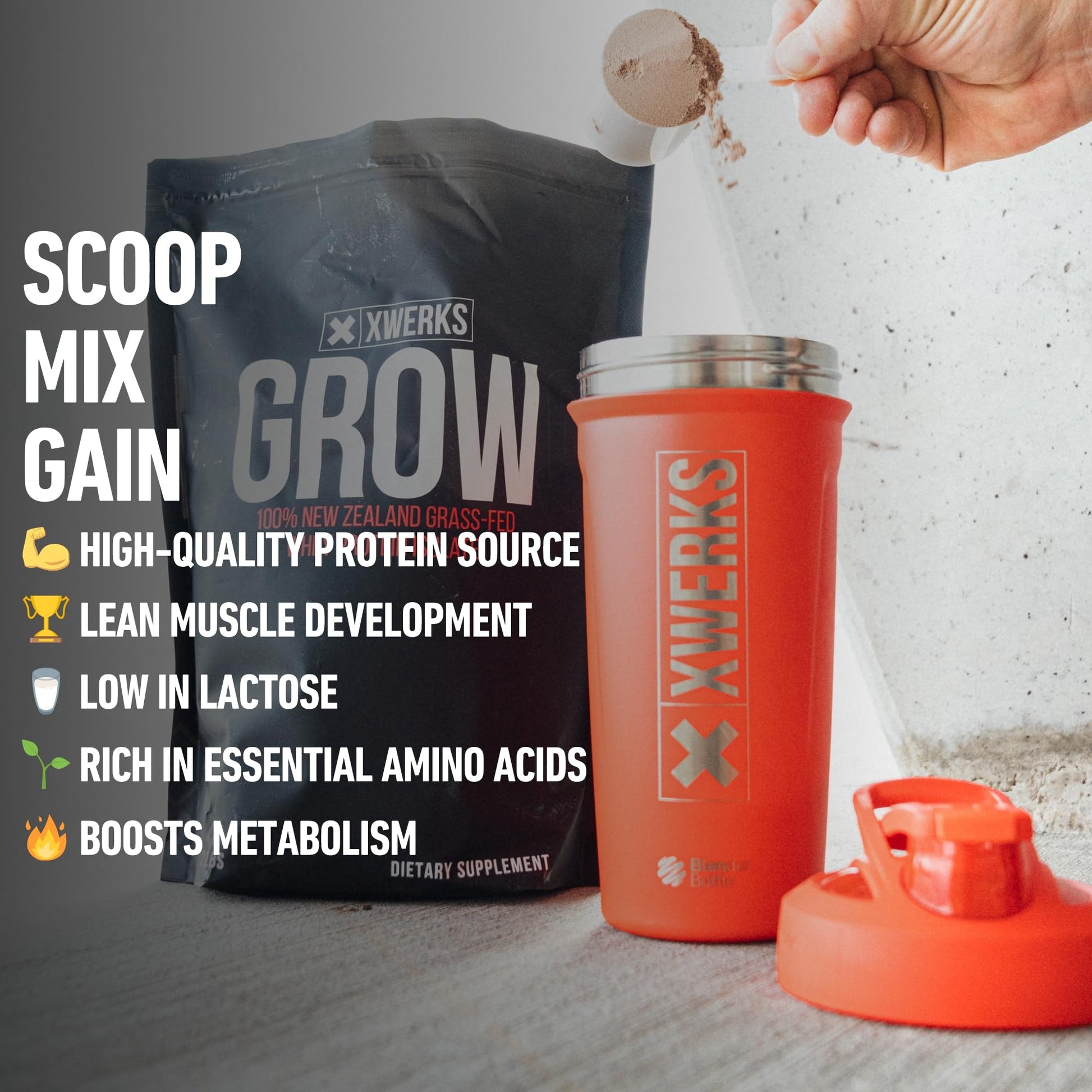 Xwerks Grow 100% New Zealand Grass-Fed Whey Protein - 25g of Pure Isolate Protein XwerksUS supplements