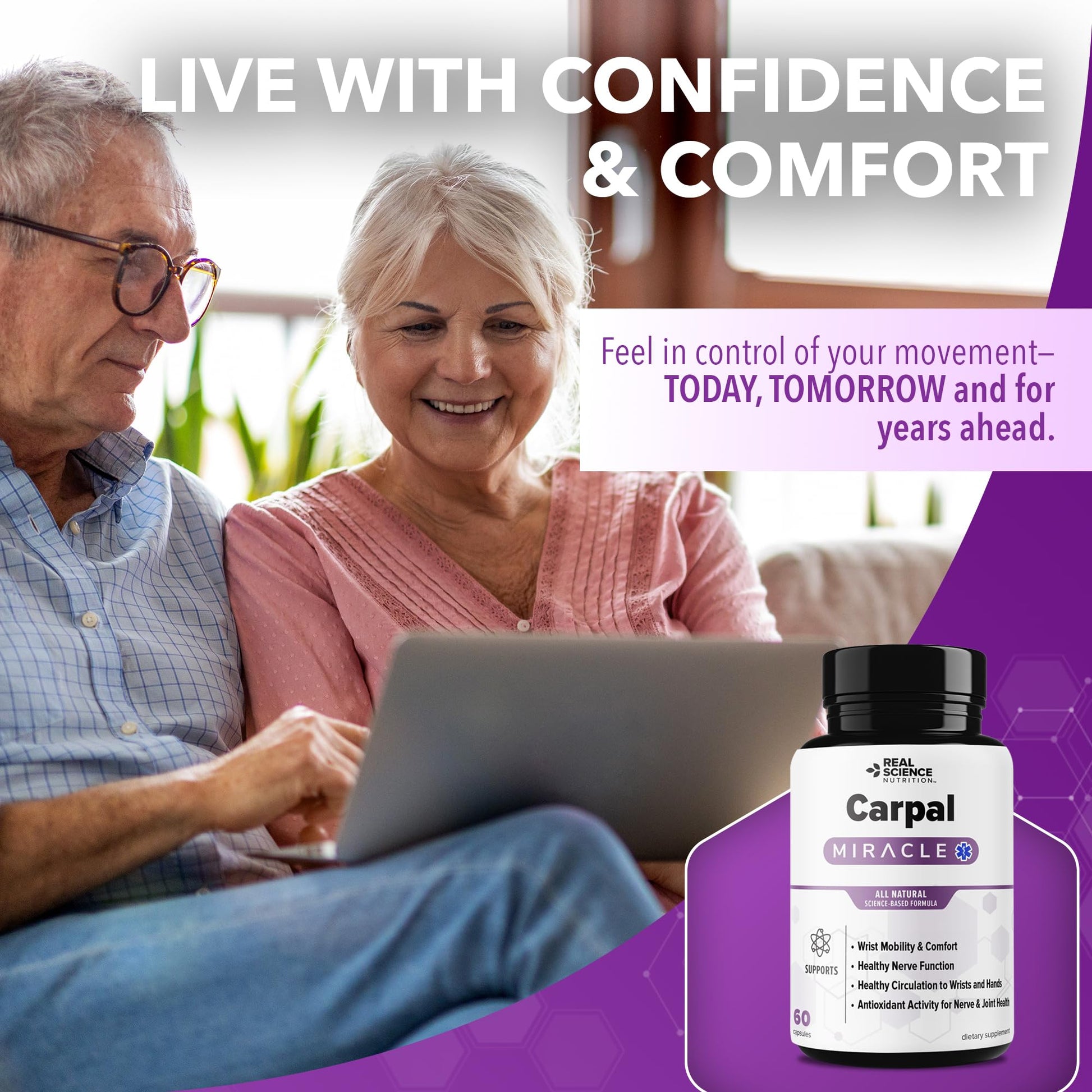 Real Science Carpal Miracle – All Natural Carpal Tunnel Relief & Wrist Support Supplement with Vitamins B6, B12, C, D, K + GABA – Hand & Nerve Comfort – Made in USA, 60 Caps Real Science NutritionAu supplements