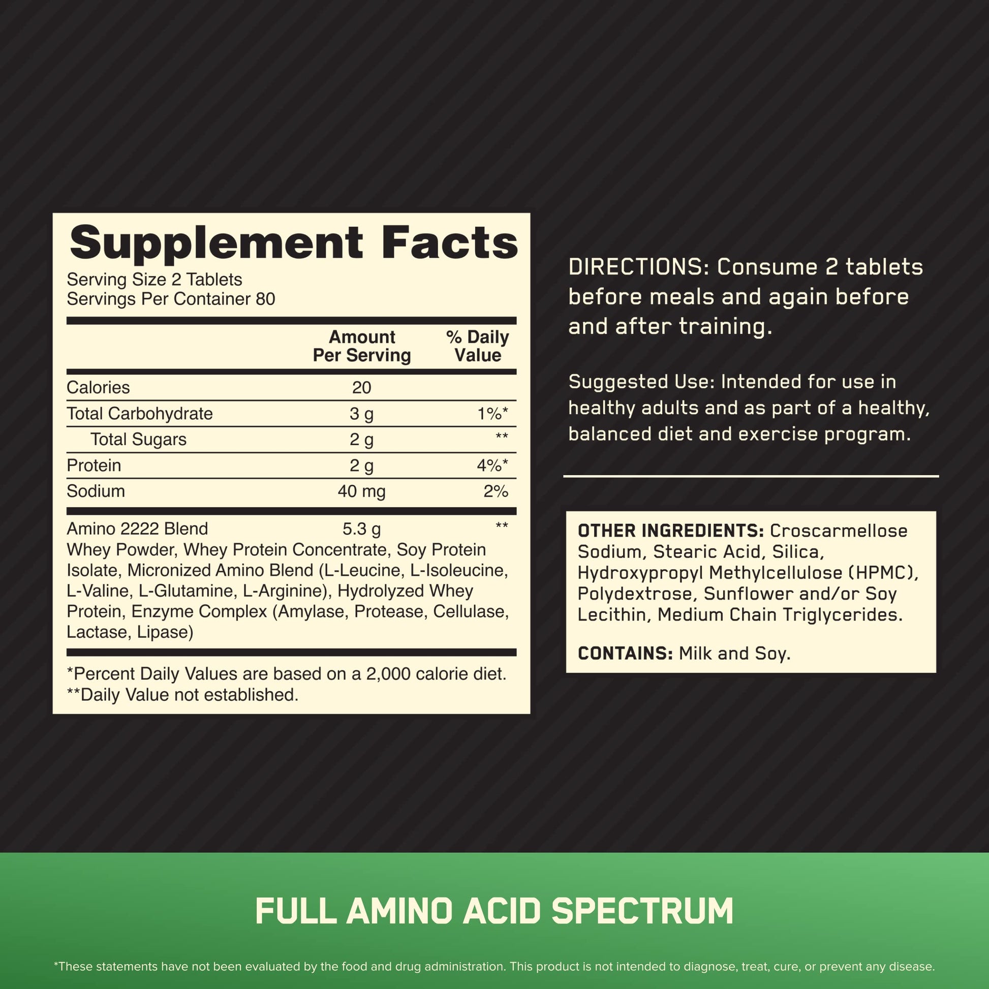 Optimum Nutrition Superior Amino 2222 Tablets, Complete Essential Amino Acids, EAAs Optimum NutritionAu supplements
