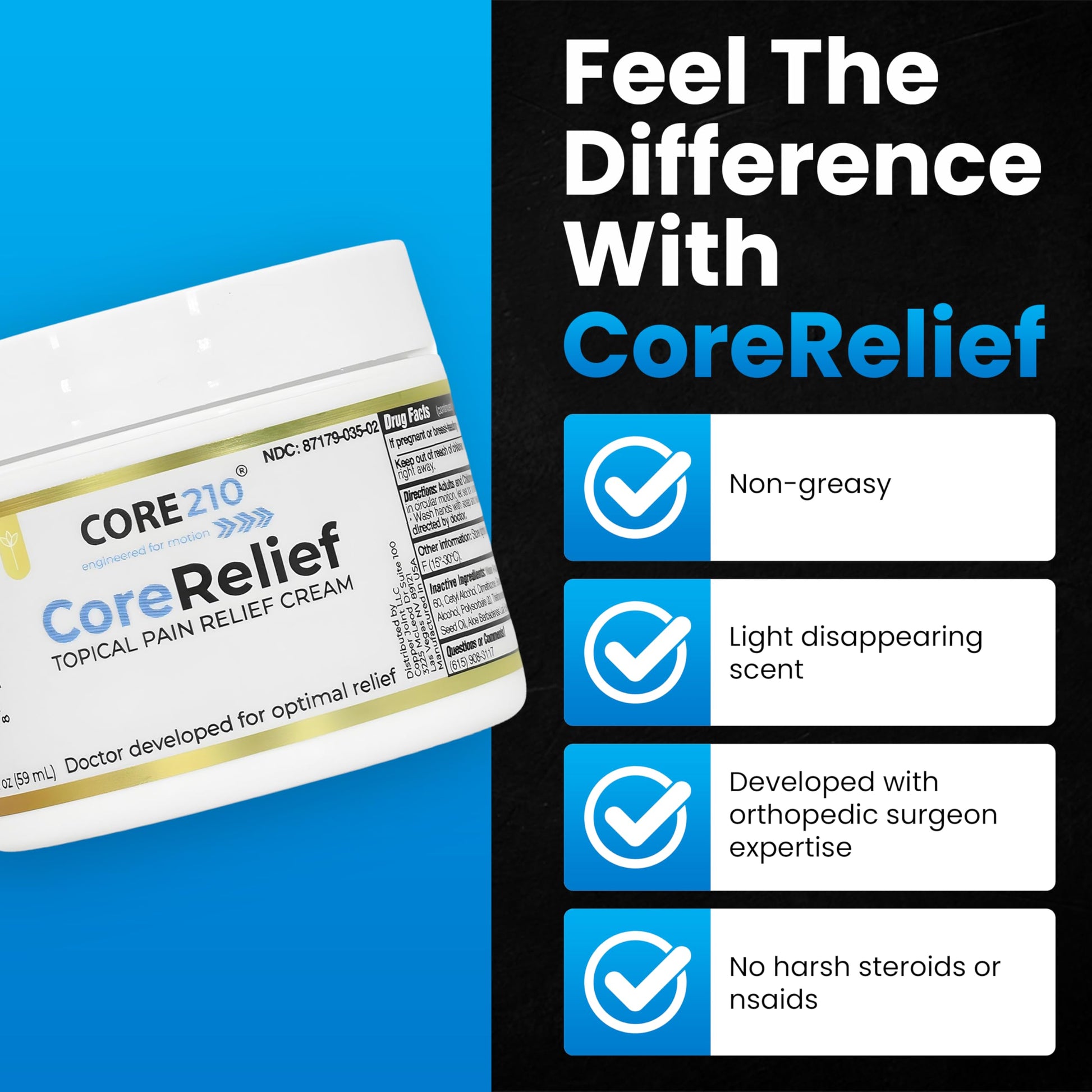 CopperJoint CoreRelief 2oz - Joint Pain Relief Cream for Knee, Neck, Hip, Shoulder & Simple Backache, Arthritis Cream Pain Reliever, Daily Cooling Non-Greasy Menthol Sore Muscle Rub CopperJointAu supplements