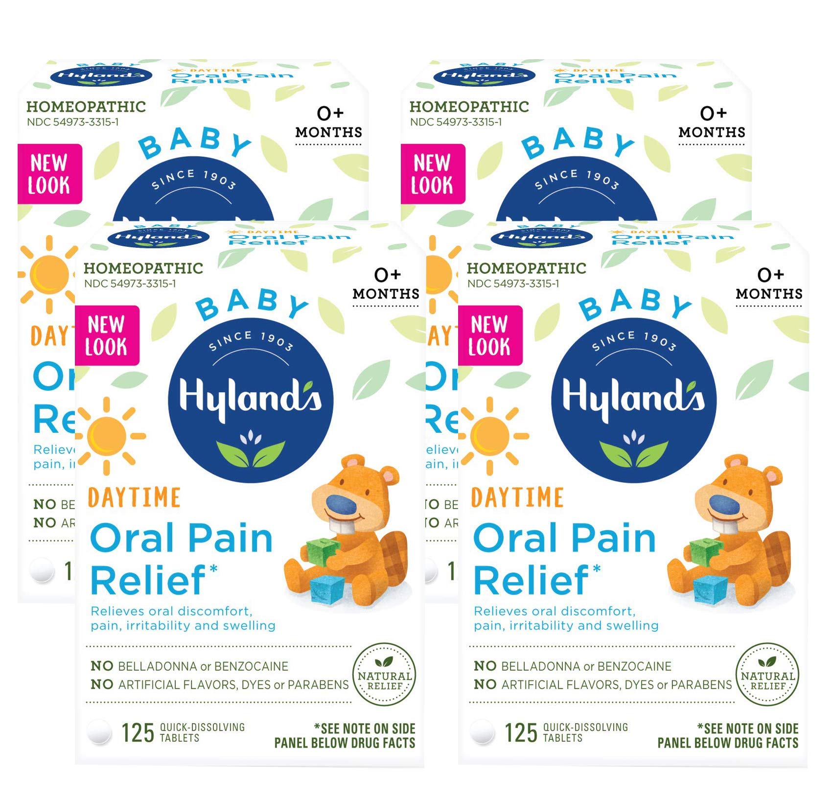Hyland's Baby Oral Pain Relief Tablets, 125 Count Each (4) Hyland'sAu supplements