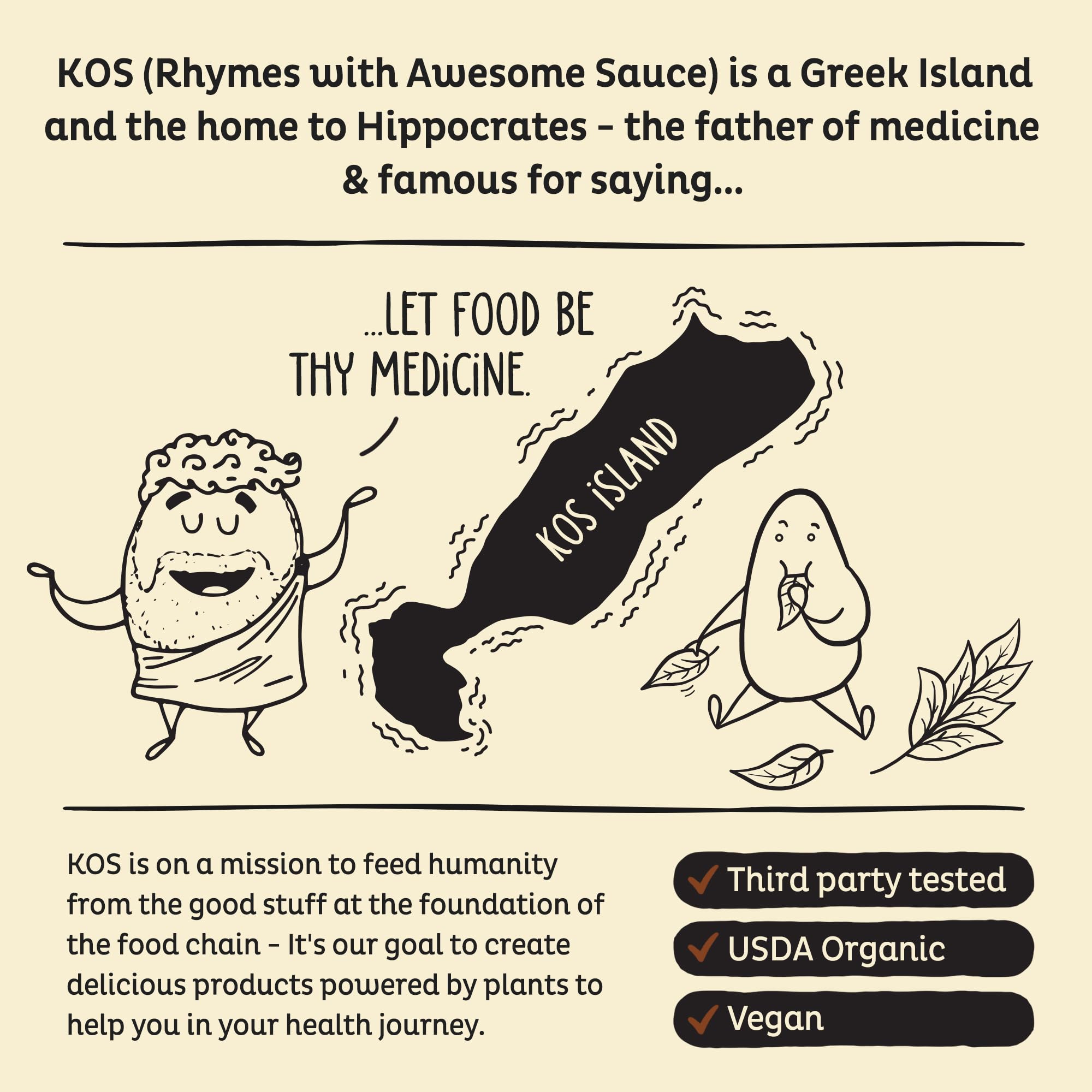 KOS Vegan Protein Powder Erythritol Free, Vanilla USDA Organic - Pea Protein Blend, Plant Based Superfood Rich in Vitamins & Minerals - Keto, Dairy Free - Meal Replacement for Women & Men, 28 Servings