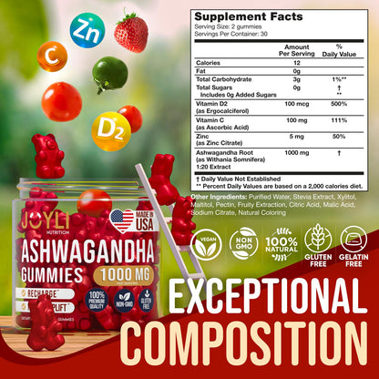 Ashwagandha Gummies for Women & Men - Natural Calm Gummies with Ashwagandha JOYLI NutritionUS supplements