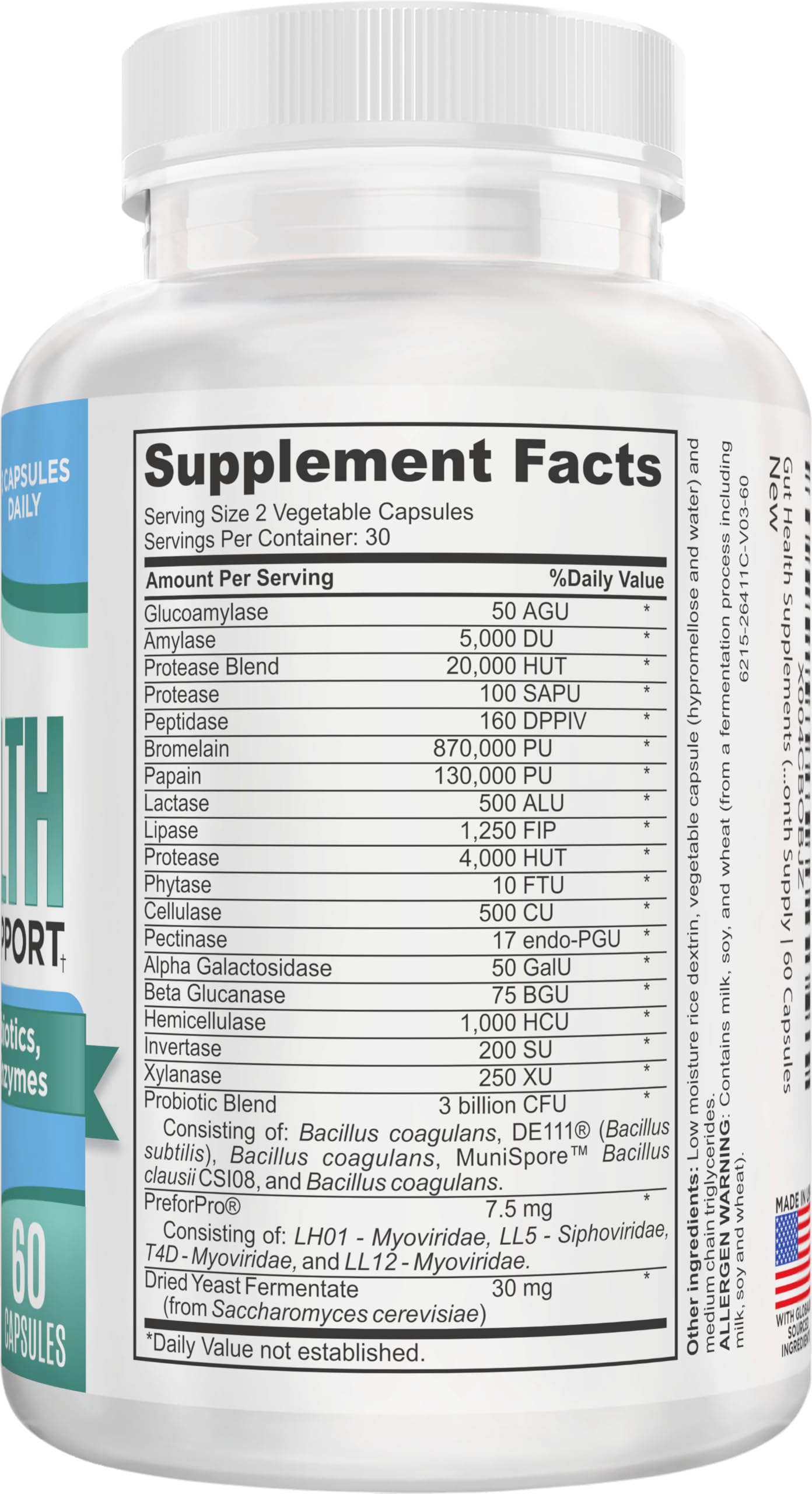 Gut Health Support Supplement (25-in-1) with Prebiotics, Probiotics, Postbiotics & Digestive Enzymes | Gut Supplements | 60 Capsules Elevate Recovery SupplementsAu supplements