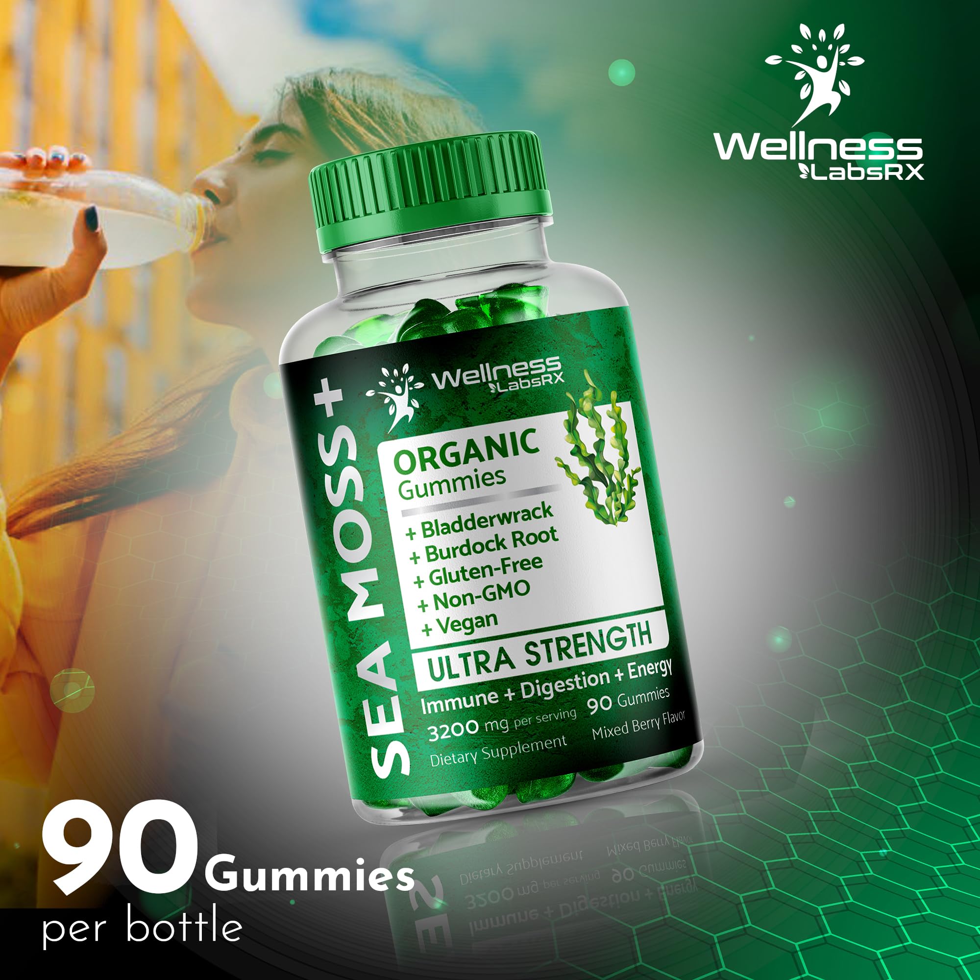 WELLNESS LABSRX Sea Moss Gummies, 3200mg Organic Seamoss, Irish Sea Moss WELLNESS LABSRXUS supplements