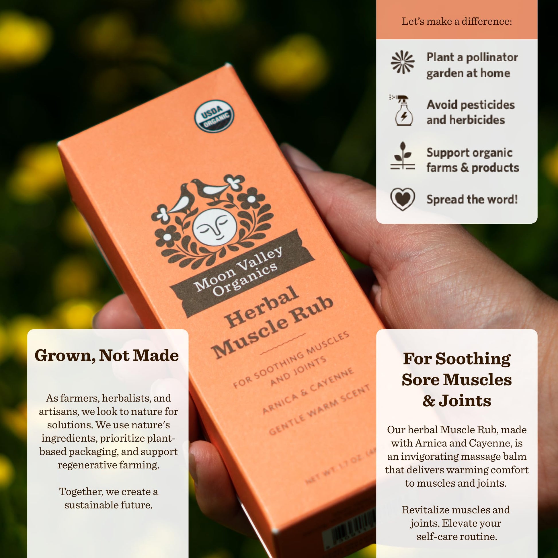 Moon Valley Organics Herbal Muscle Rub with Cayenne for Sore Joints, Aches and Pains, Soothes Pain Caused by Cold, Treat Sore Spots with Heat Moon Valley OrganicsAu supplements