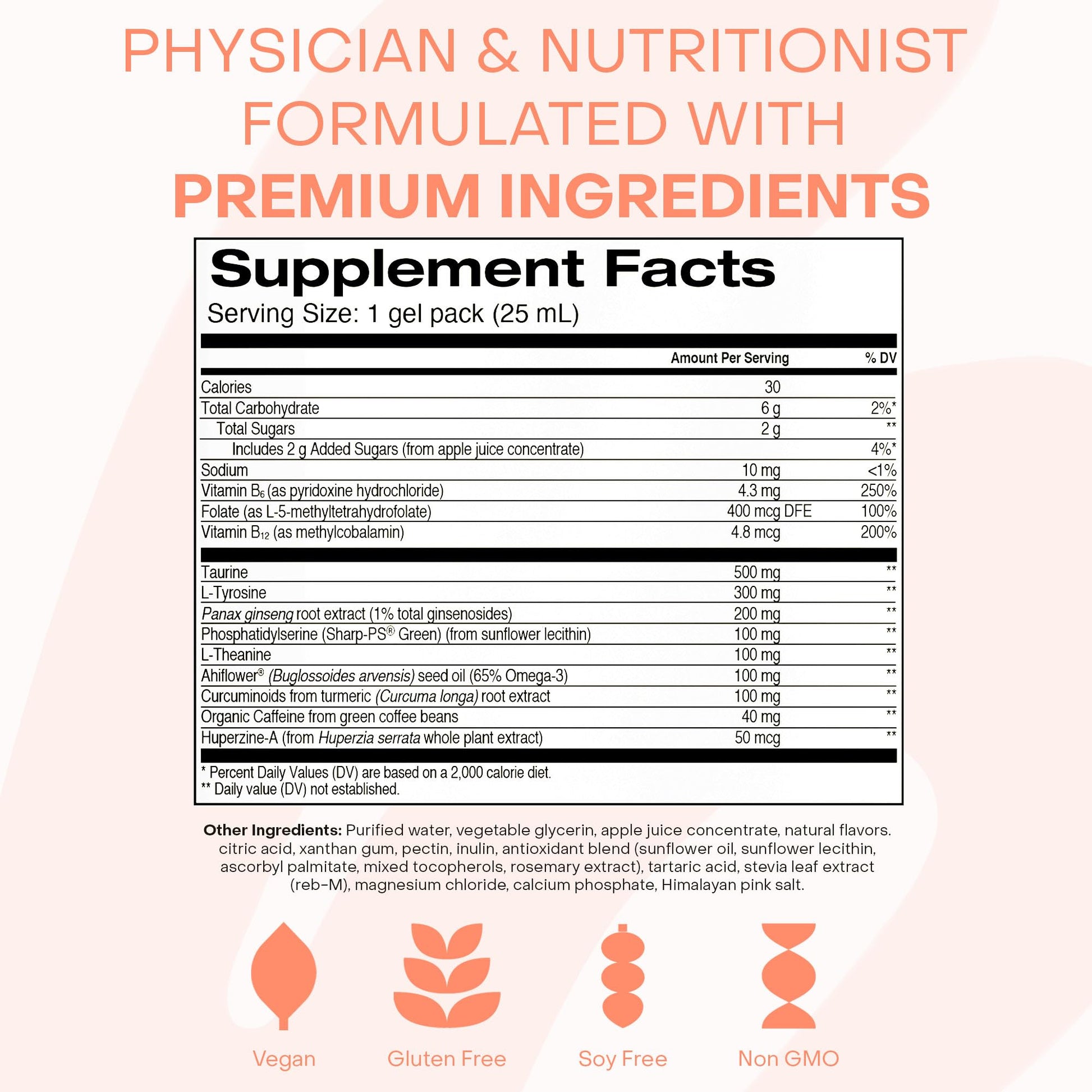 Healthycell Focus & Recall, Daily Liquid Brain Supplement for Focus & Memory - Nootropics Supplement for Concentration & Alertness with L-Theanine, Omega-3 & Taurine - 14 Gel Packs HealthycellAu supplements