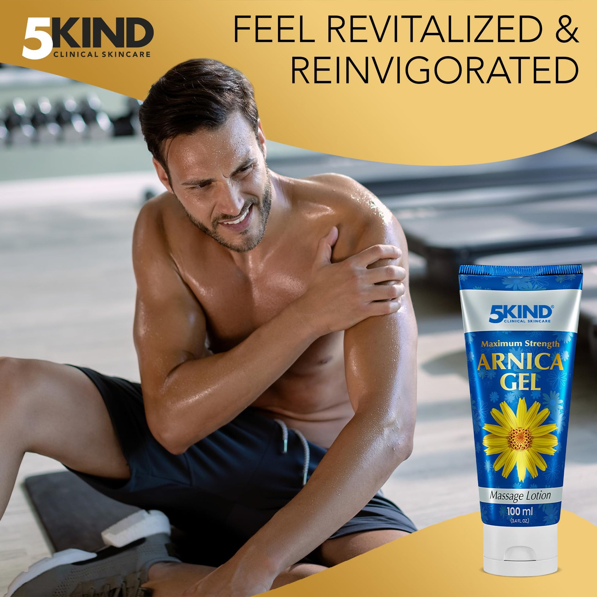 5kind Maximum Strength Arnica Bruise Gel 3.4 Fl Oz - Arnica Gel for Bruising and Swelling - Arnica Montana Gel with High Concentration Extract - Non-Greasy Formula 5kind clinical skincareAu supplements