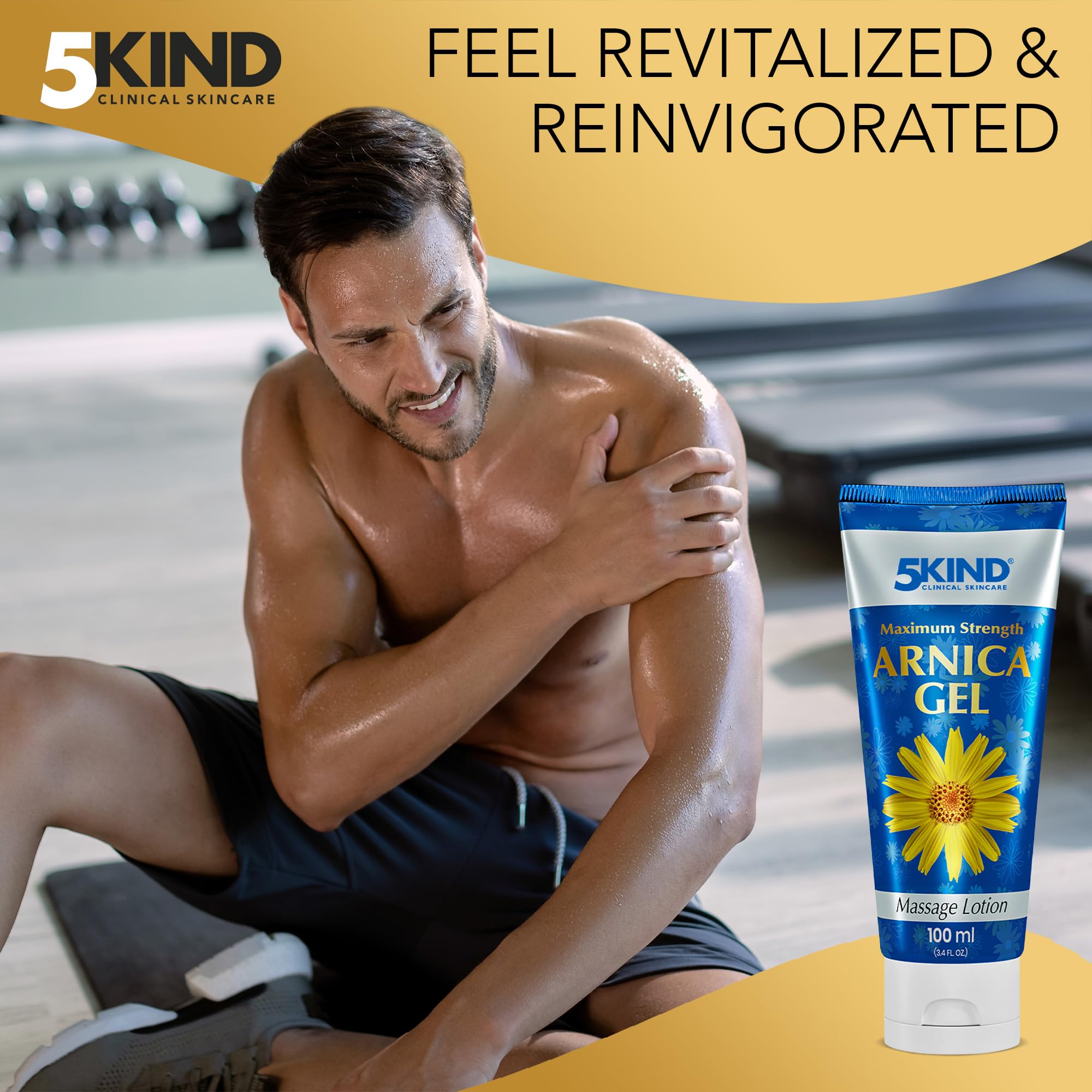 5kind Maximum Strength Arnica Bruise Gel 3.4 Fl Oz - Arnica Gel for Bruising and Swelling - Arnica Montana Gel with High Concentration Extract - Non-Greasy Formula 5kind clinical skincareAu supplements