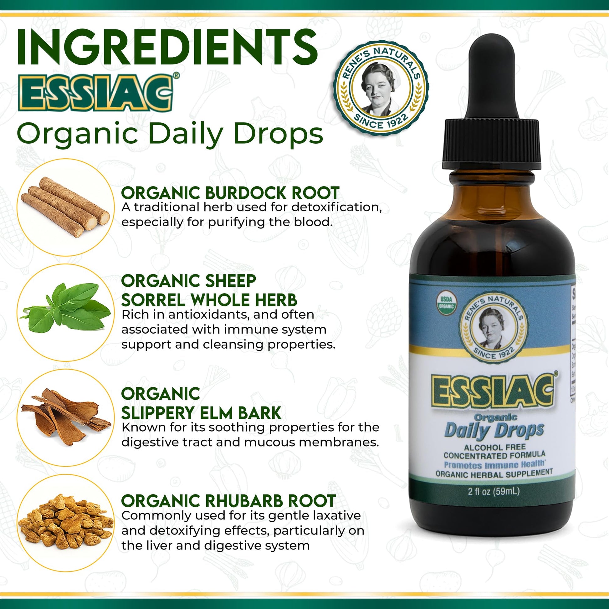 Essiac Original Tea USDA Organic Daily Drops for Enhanced Lymphatic Drainage and Immune Support | Alcohol Free Concentrated Formula | 2oz (59ml) EssiacAu supplements