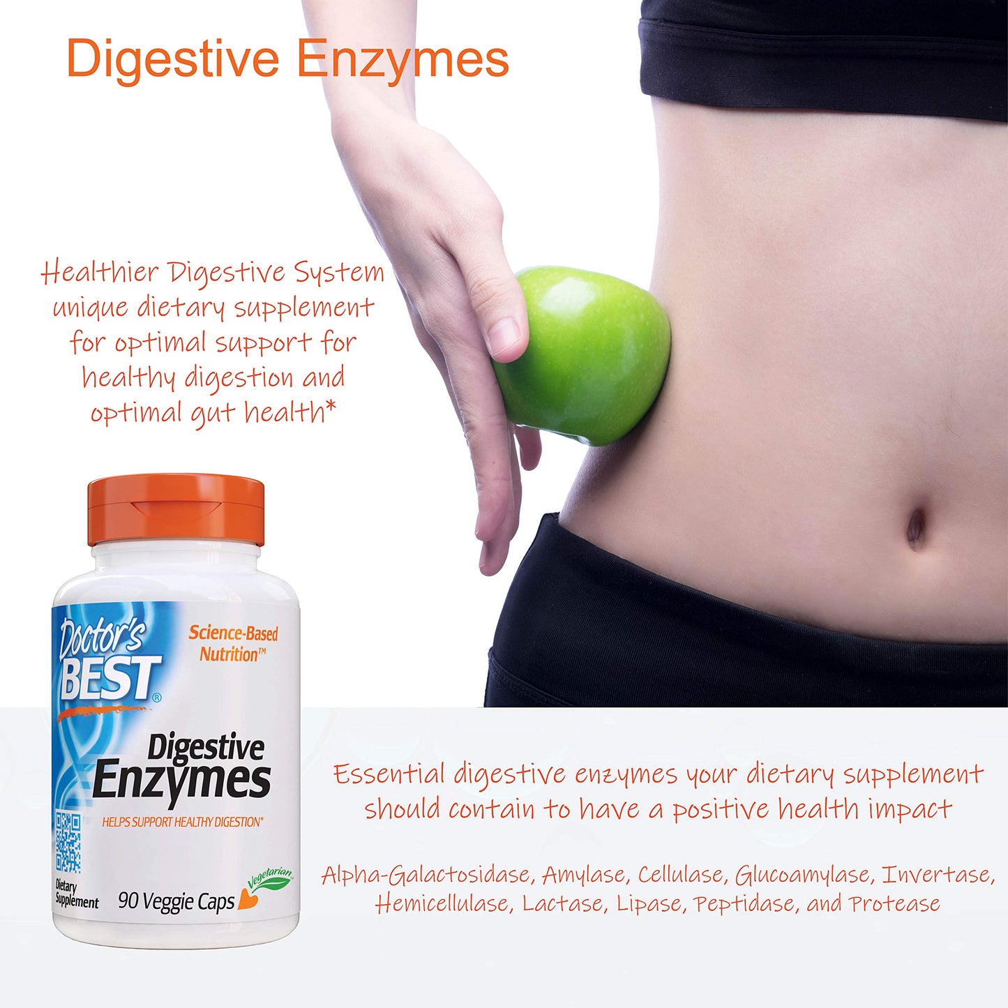 Doctor's Best Digestive Enzymes Non-GMO Vegetarian Gluten Free, 90 Cap Doctor's BESTUS supplements