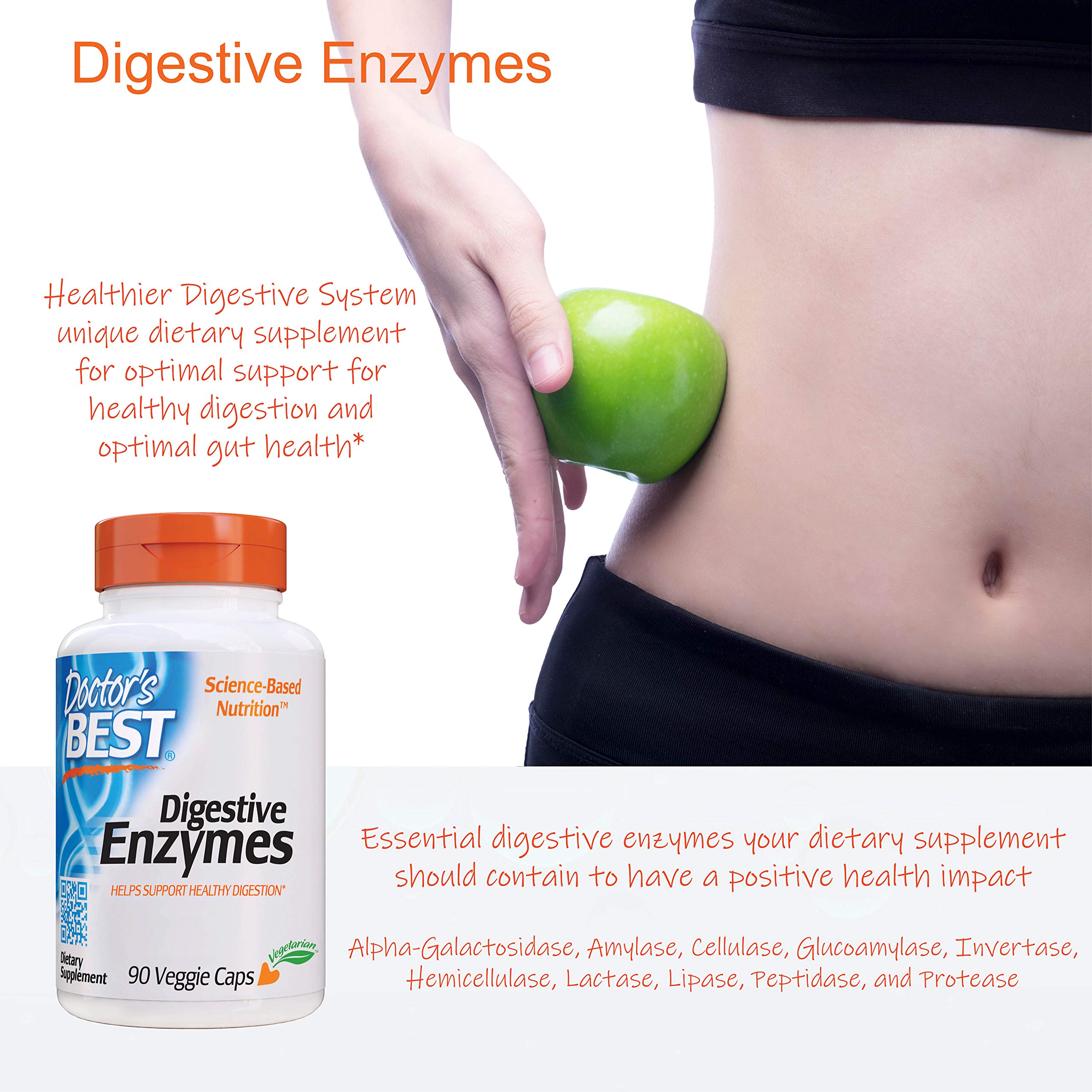 Doctor's Best Digestive Enzymes Non-GMO Vegetarian Gluten Free, 90 Cap Doctor's BESTUS supplements