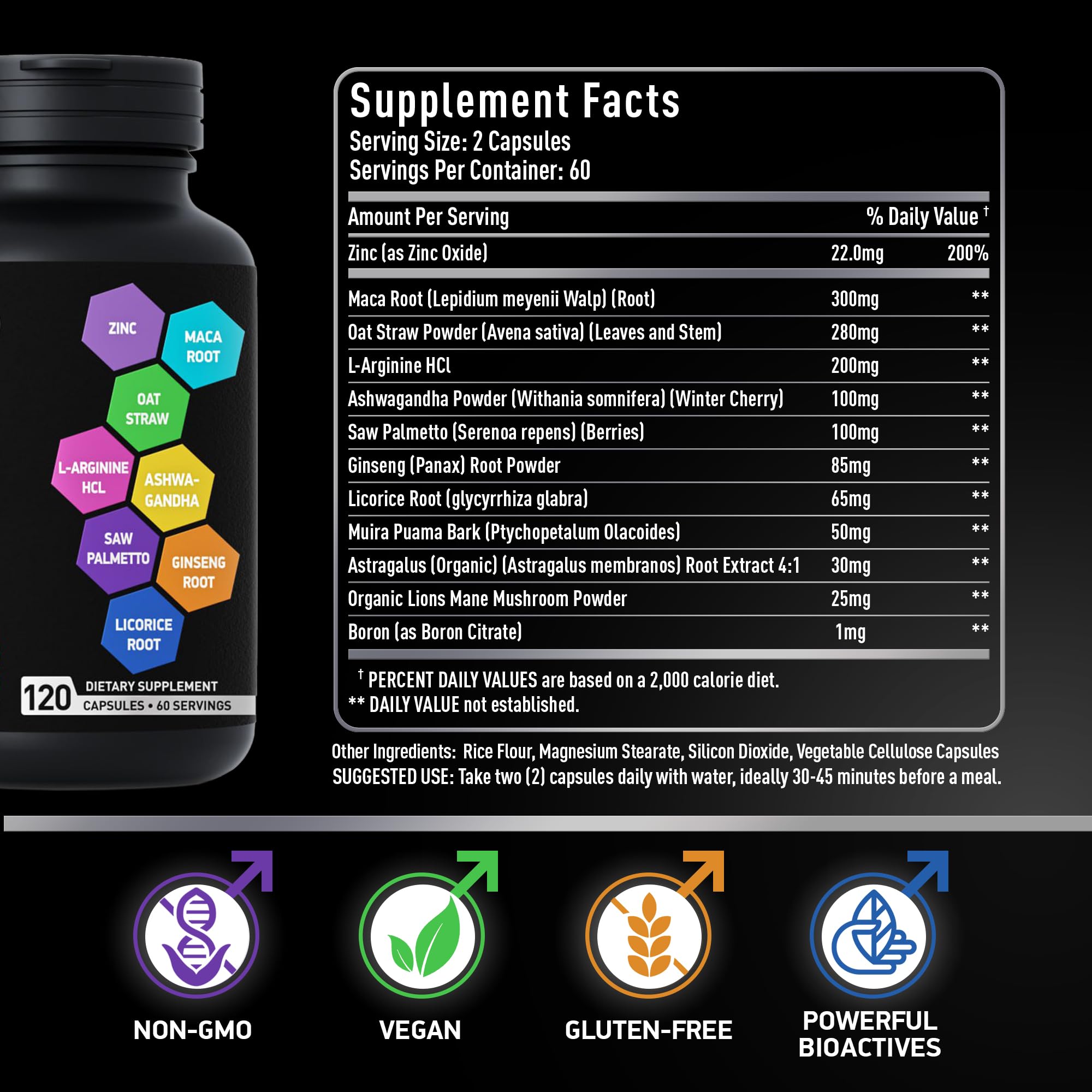 Fertility Supplements for Men - Zinc, Maca, Ashwagandha, L-Arginine - Male Vitality Conception for Him - Count and Motility Pregnancy Aid - Vitamins and Male Fertility Support Supplement - 120 Pills BIOACTIVE LABSAu supplements