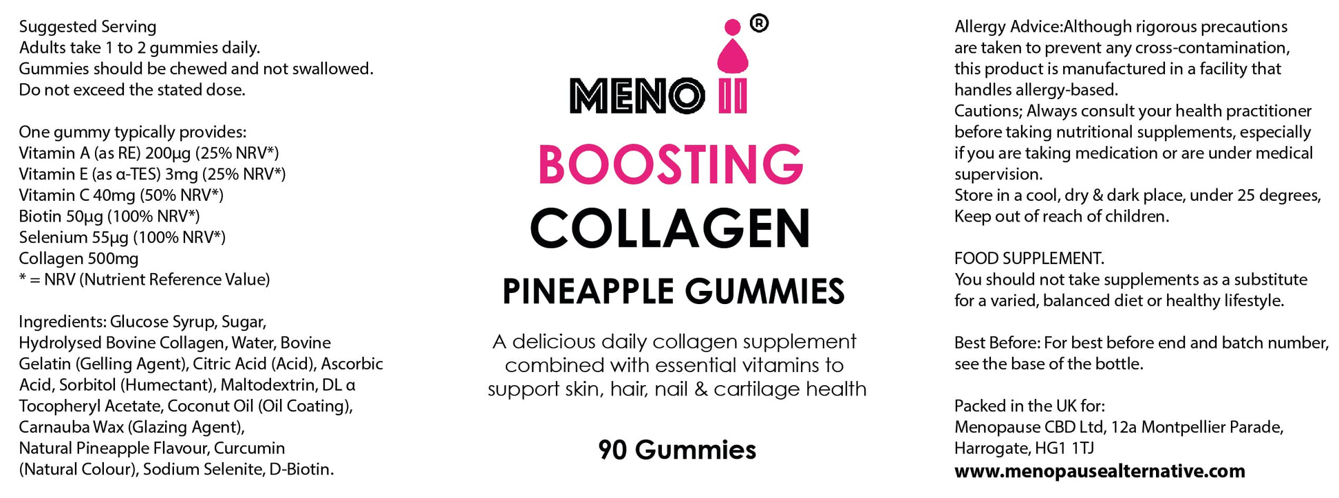 Meno® Boosting Collagen Natural Pineapple 90 Gummies Meno IIAu supplements