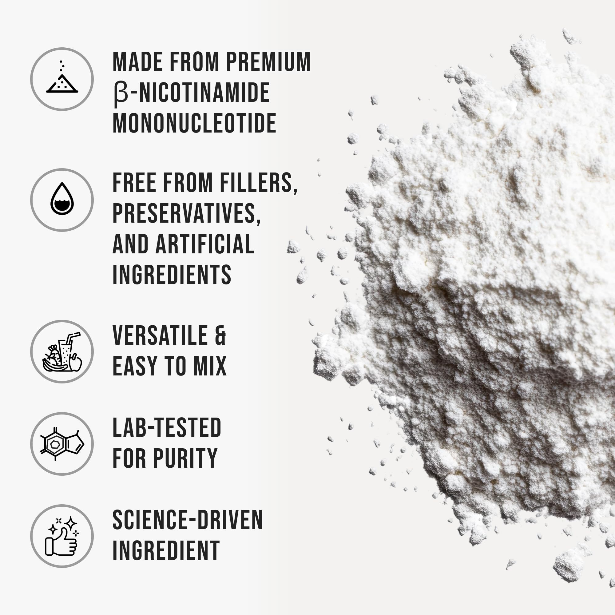 Pure NMN Powder Nicotinamide Mononucleotide Quick Dissolved NMN Supplement Powder 100% Unflavored NMN Supplement Supports NAD+ Levels Vegan Friendly Non-GMO, 50g WHYZAu supplements