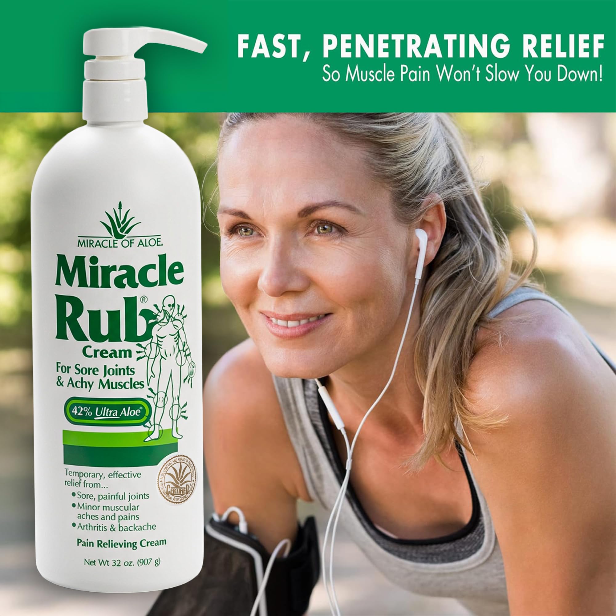 Miracle of Aloe Miracle Rub Pain Relieving Cream 32 oz, Fast & Effective Relief for Arthritis, Muscle, and Joint Pain - Maximum Strength UltraAloe Formula, Topical Analgesic Miracle of AloeAu supplements