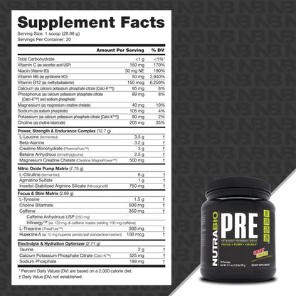 NutraBio PRE Workout V5 - (Cherry Limeade) NutraBioUS supplements