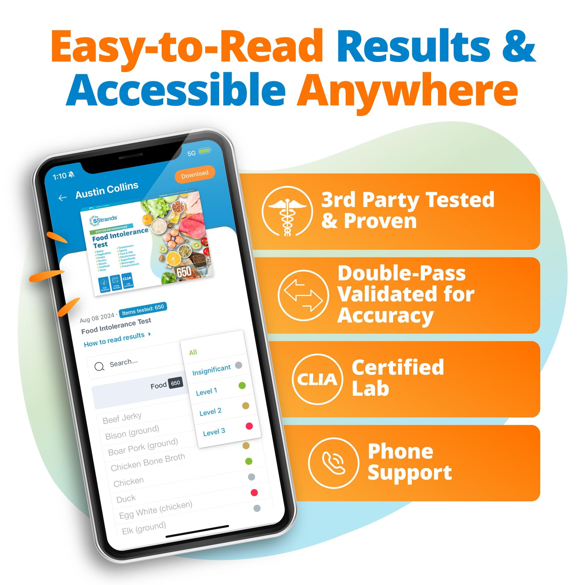 5Strands Food Intolerance Test, Accurate Hair Analysis, 658 Items Tested, at Home Food Sensitivity Test Kit for Adults & Kids, Gut Health Test, Results in 4 Days 5StrandsAu supplements