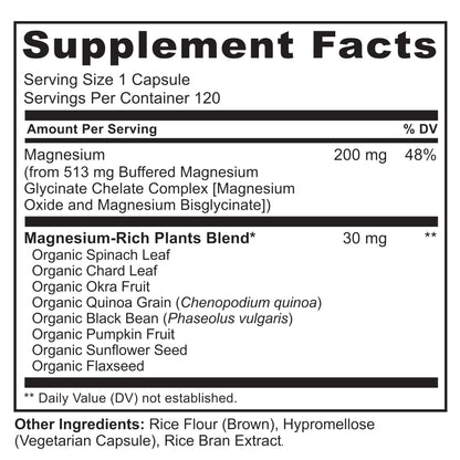 NATURELO Magnesium Glycinate Chelate Complex - 200 mg Magnesium with Organic Vegetables to Support Sleep, Calm, Muscle Cramp & Stress Relief NATURELOUS supplements